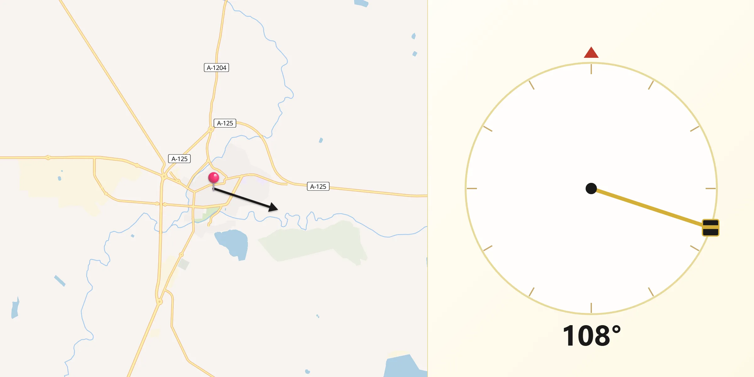 Dirección de la Qibla desde Egea de los Caballeros