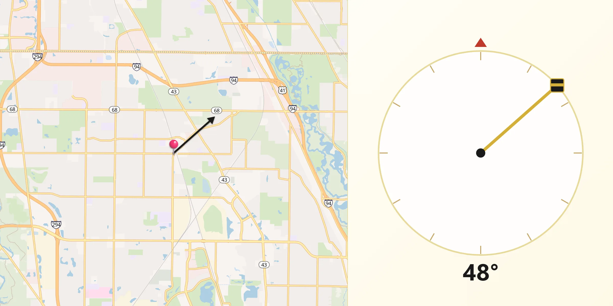 Qibla Direction from Northbrook