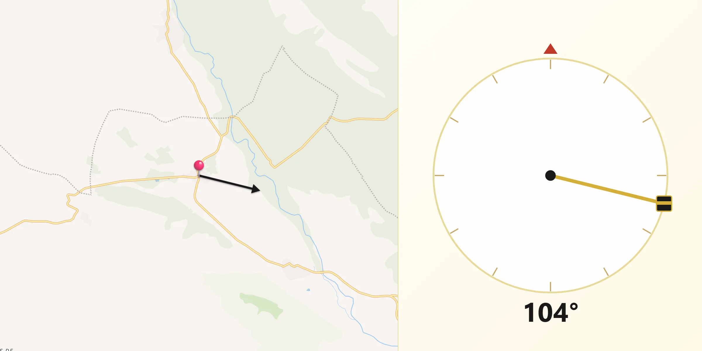 Dirección de la Qibla desde Alcubilla de Nogales
