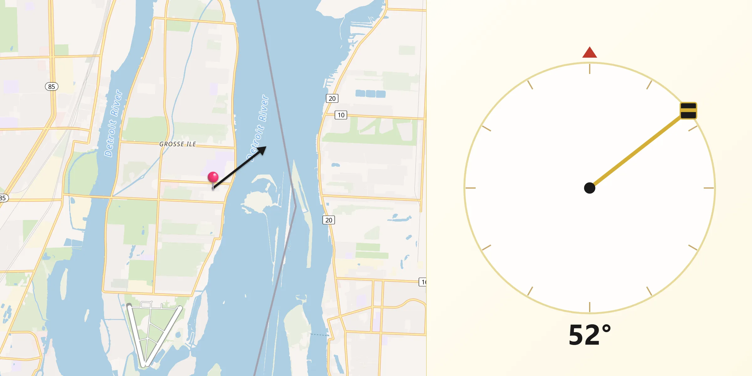 Qibla Direction from Grosse Ile