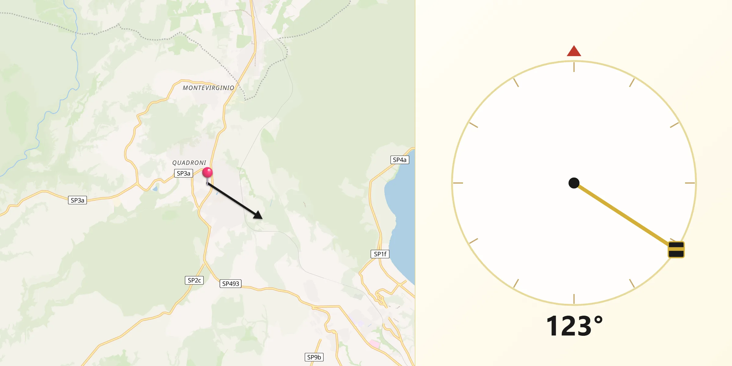 Direzione della Qibla da Manziana