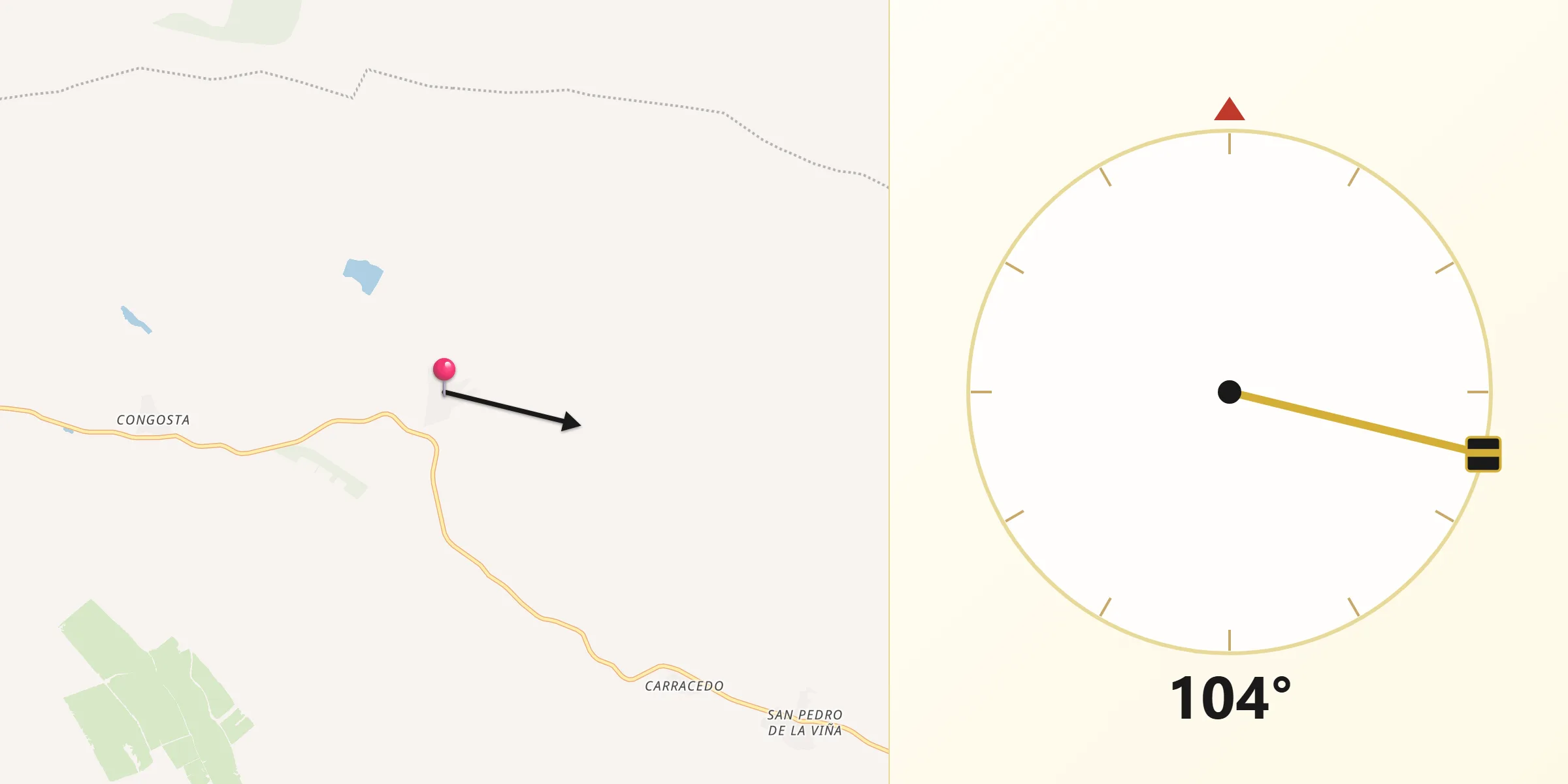 Dirección de la Qibla desde Ayoó de Vidriales