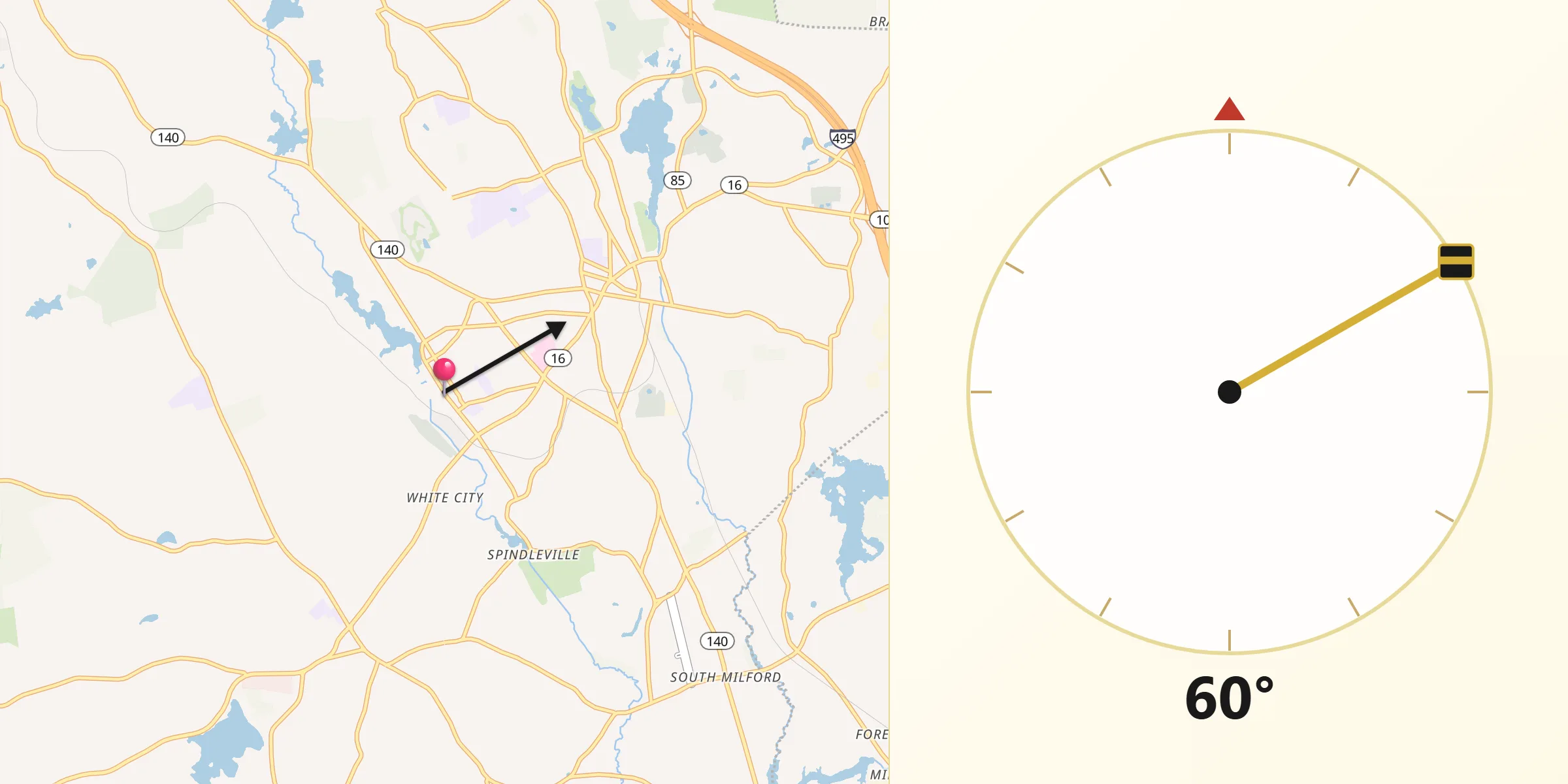 Qibla Direction from Hopedale