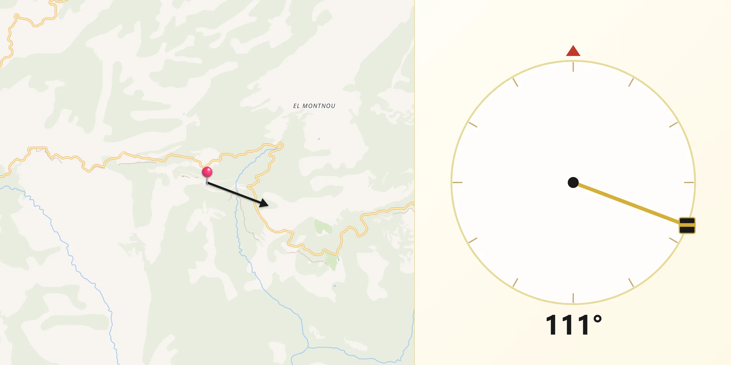 Dirección de la Qibla desde Odèn