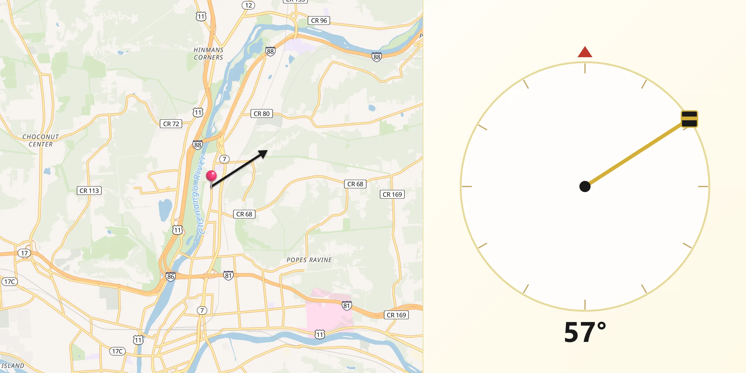 Qibla Direction from Port Dickinson