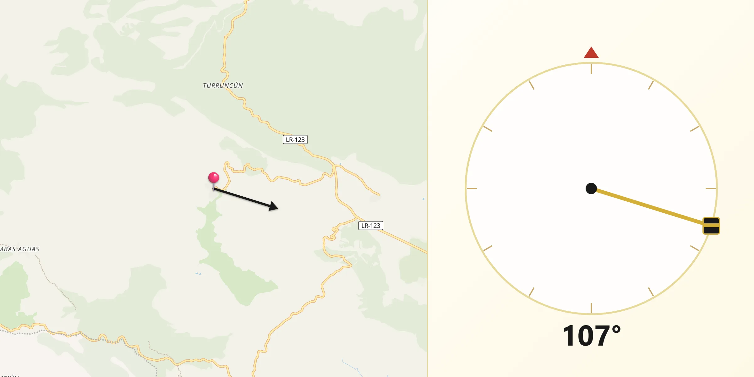 Dirección de la Qibla desde Muro de Aguas