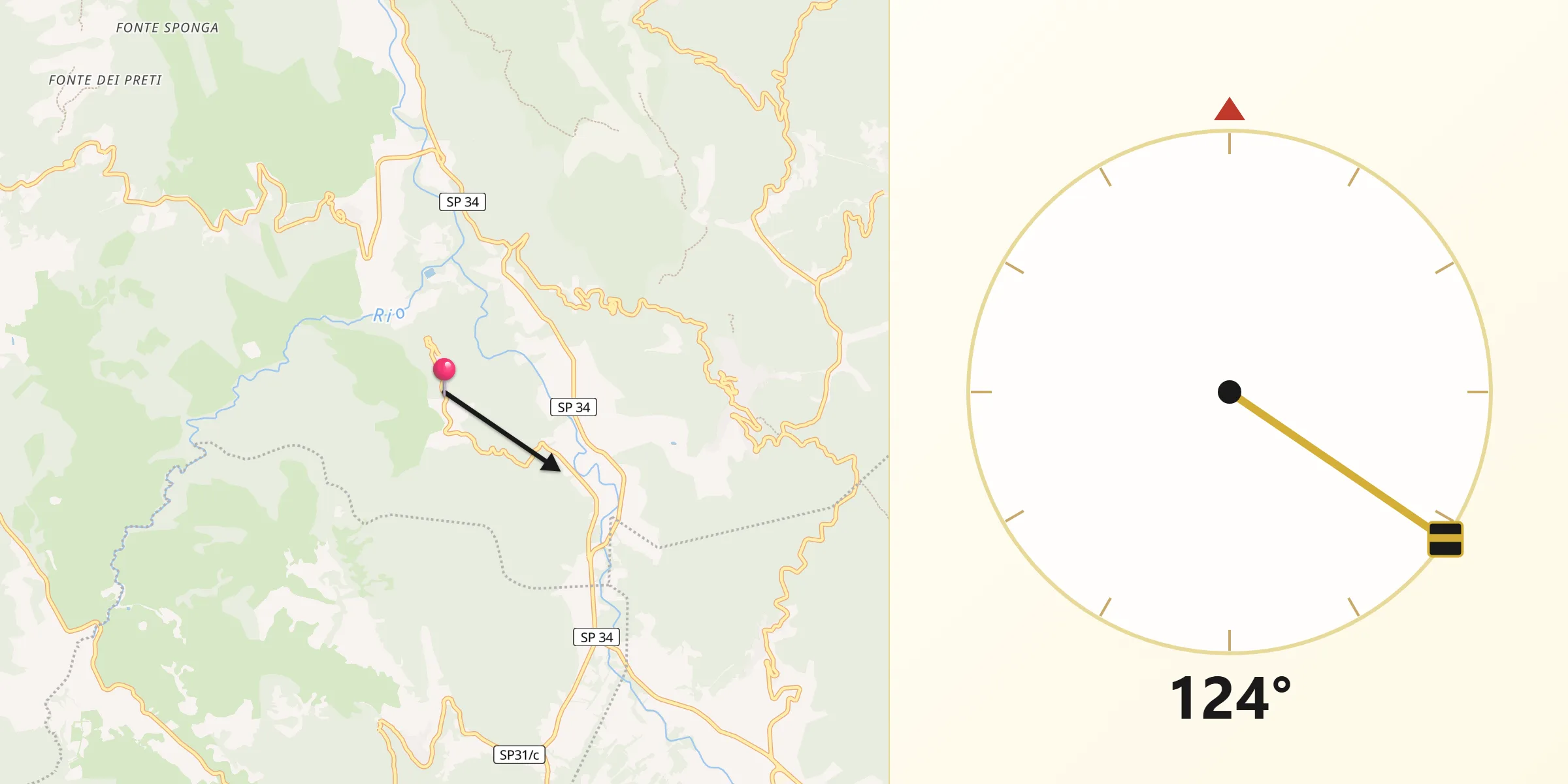 Direzione della Qibla da Turania