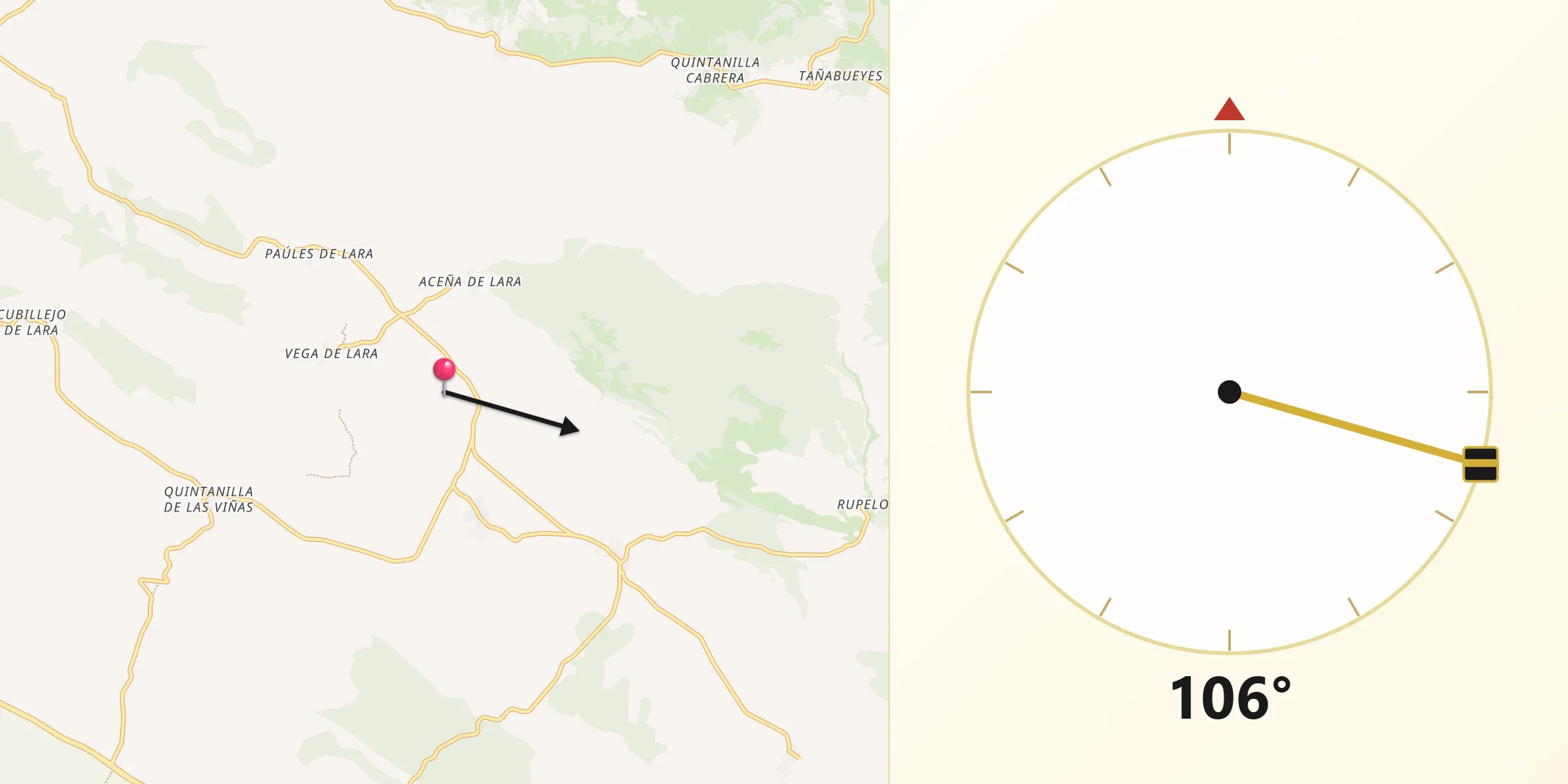 Dirección de la Qibla desde Jurisdicción de Lara