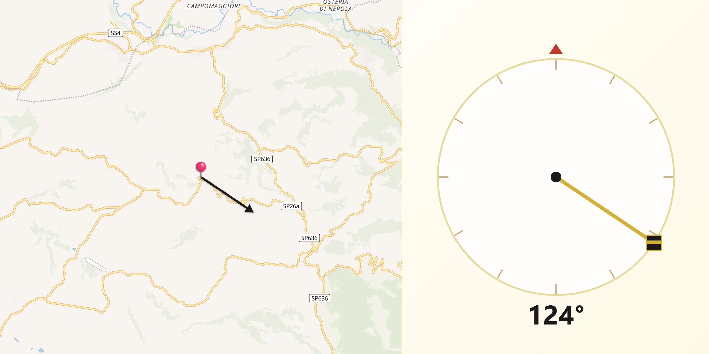 Direzione della Qibla da Montelibretti