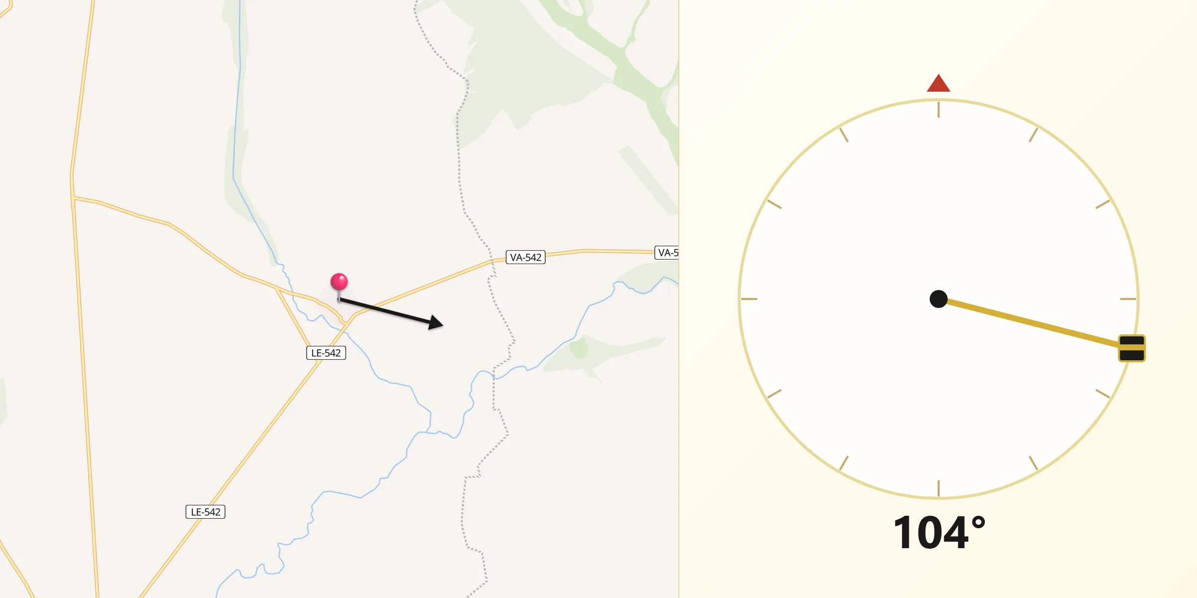 Dirección de la Qibla desde Gordoncillo