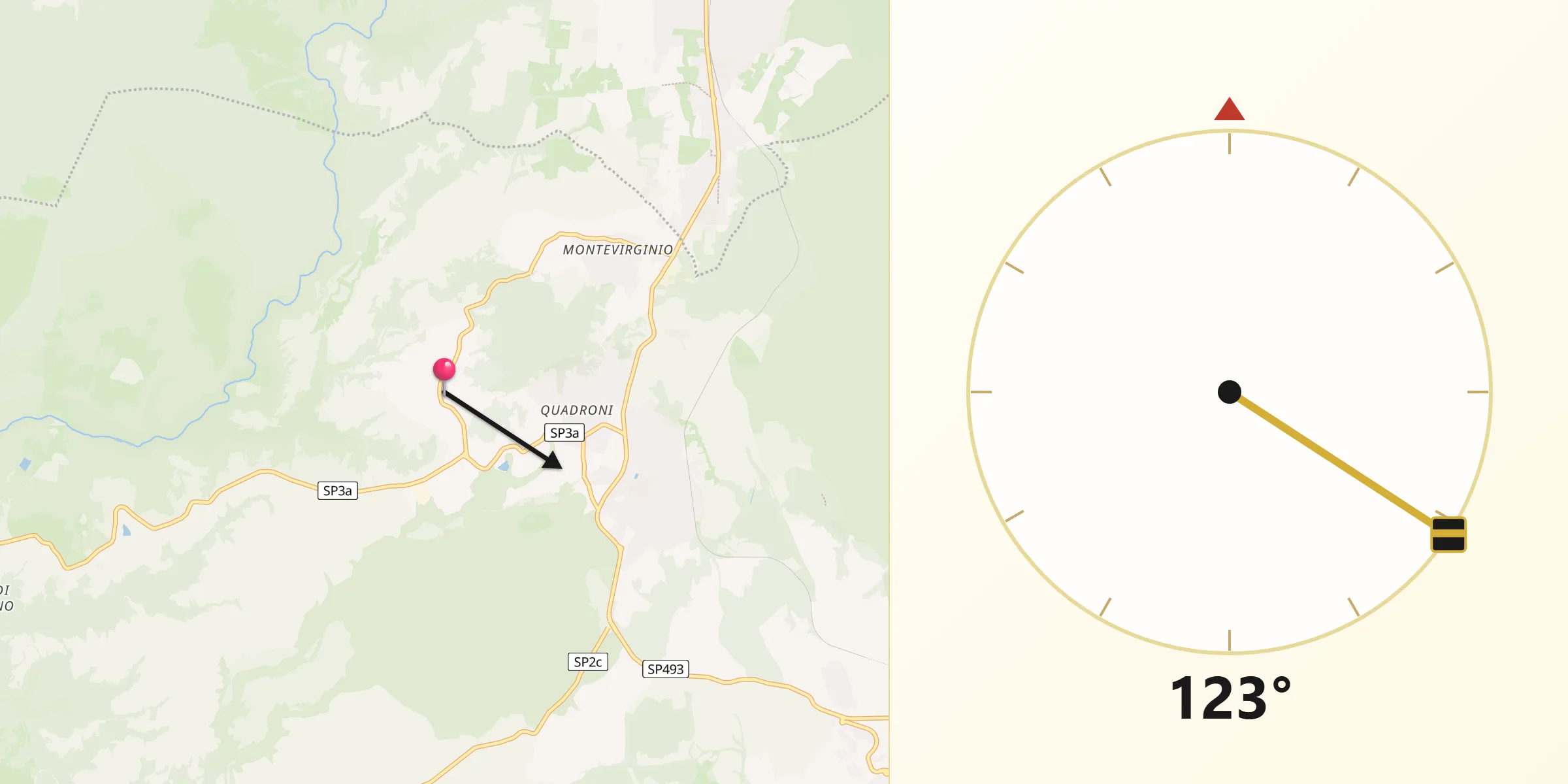 Direzione della Qibla da Canale Monterano