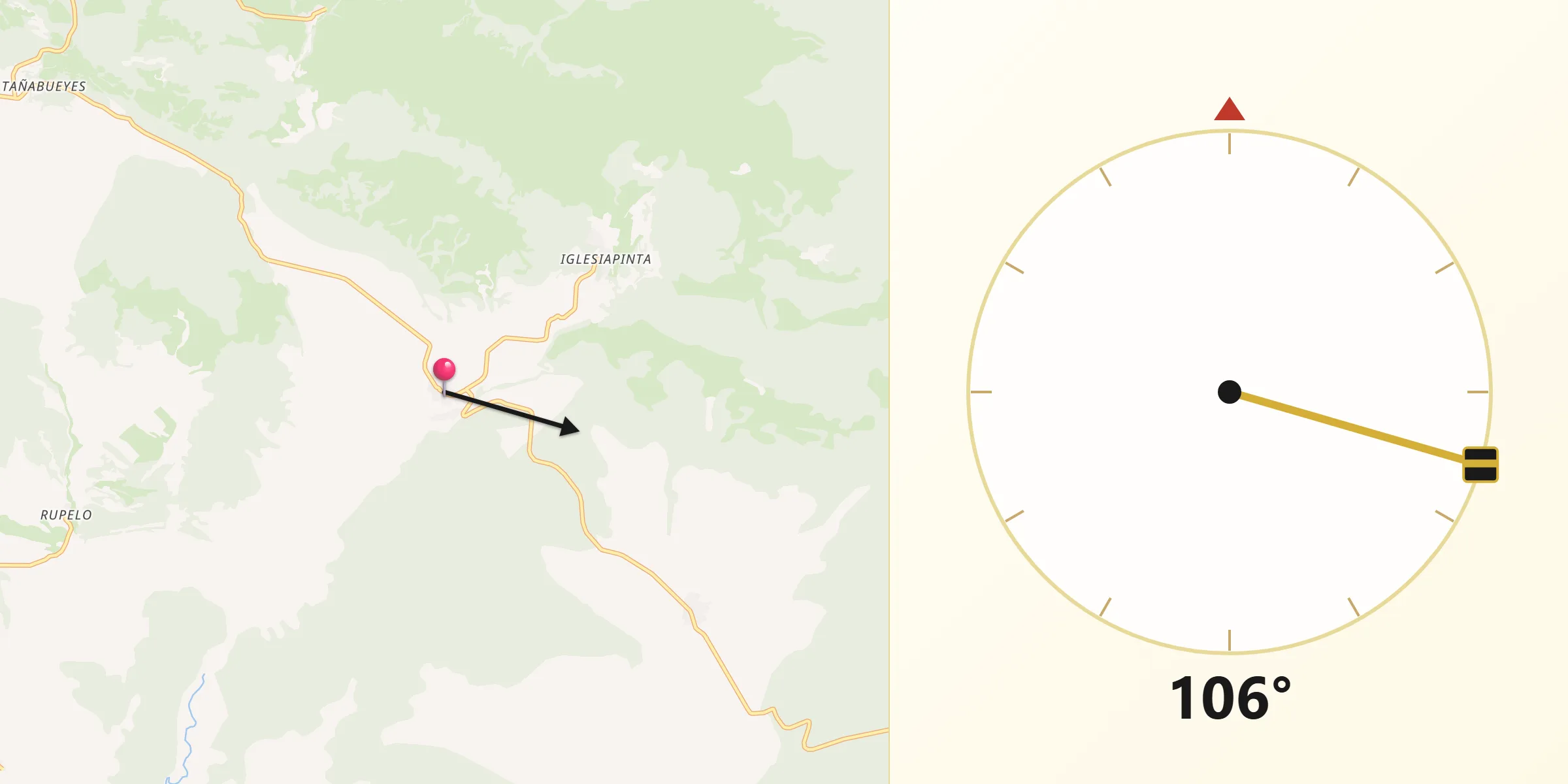 Dirección de la Qibla desde San Millán de Lara