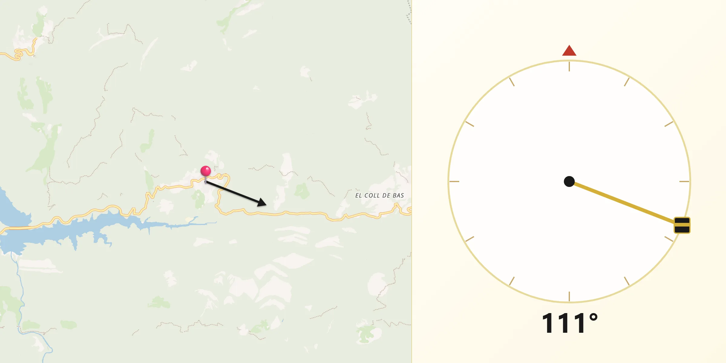 Dirección de la Qibla desde Vilada