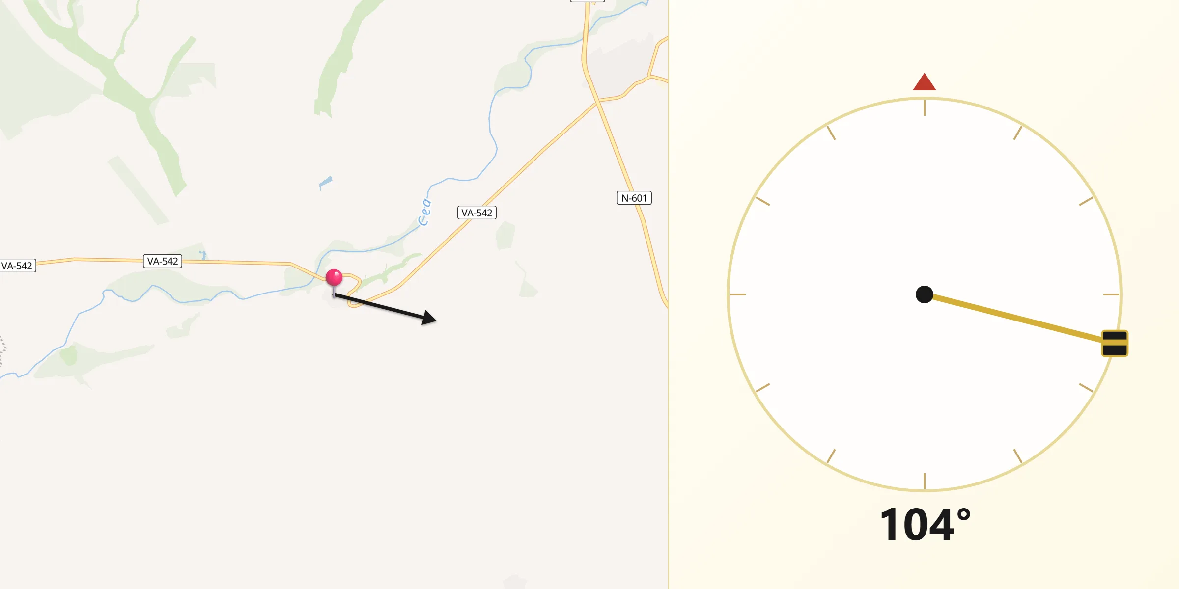 Dirección de la Qibla desde Castrobol
