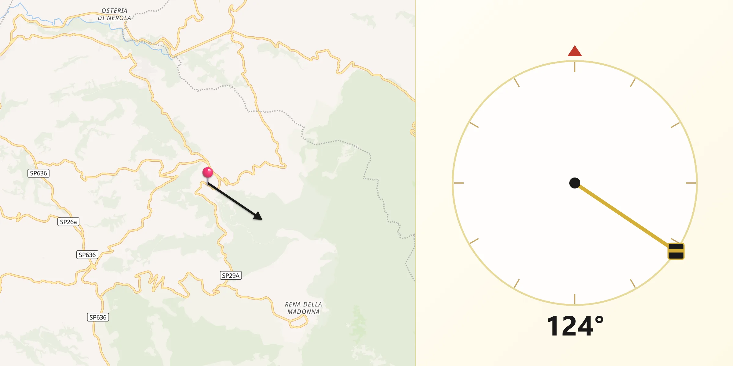 Direzione della Qibla da Montorio Romano