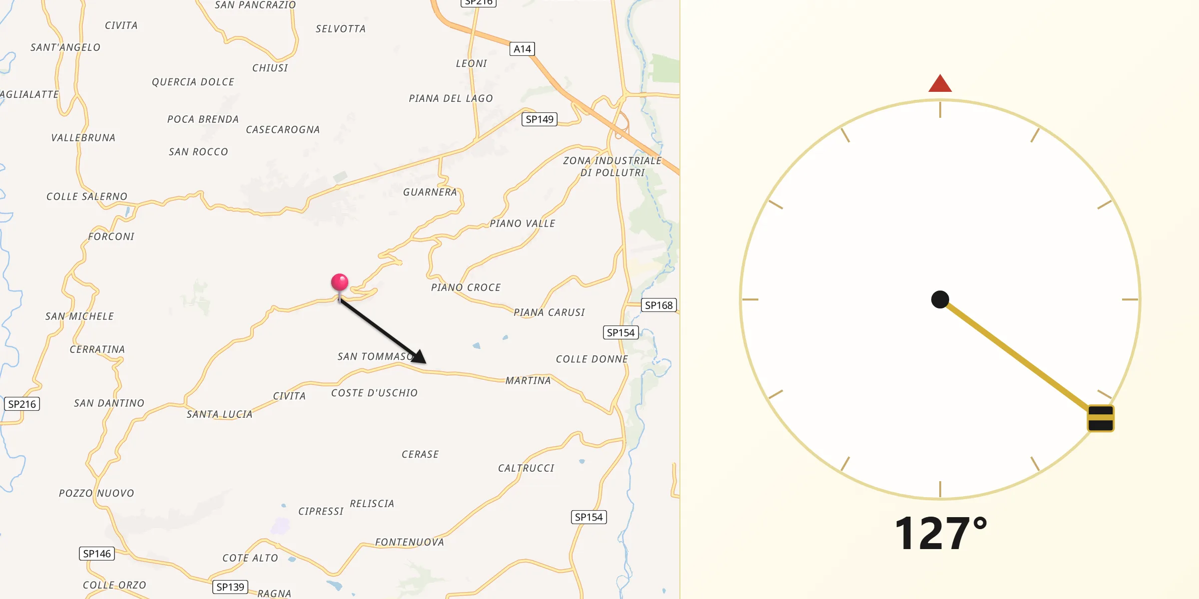 Direzione della Qibla da Pollutri