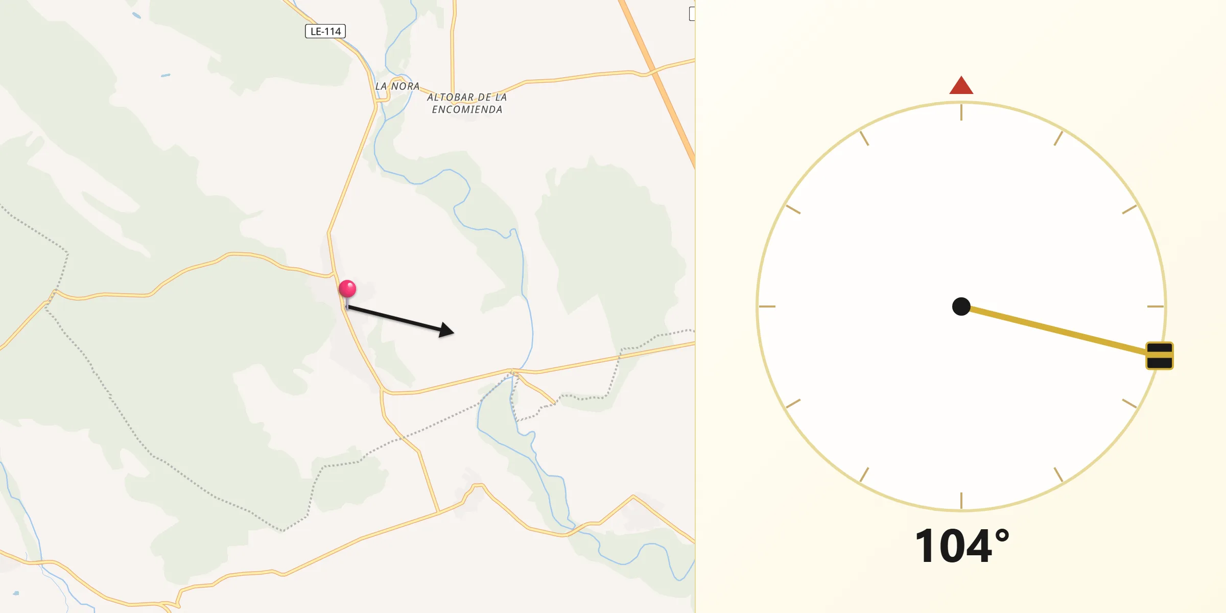 Dirección de la Qibla desde Alija del Infantado