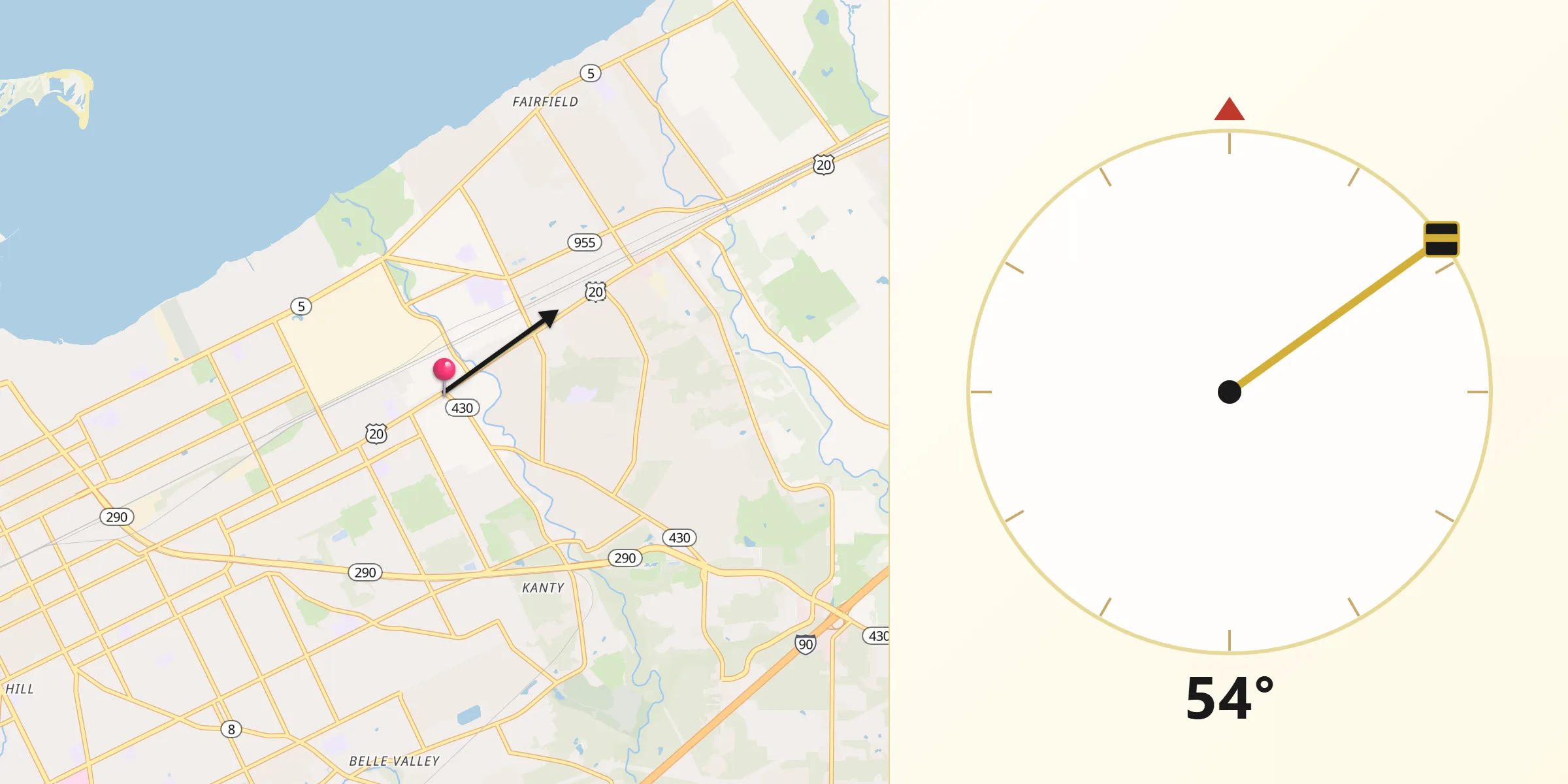 Qibla Direction from Wesleyville