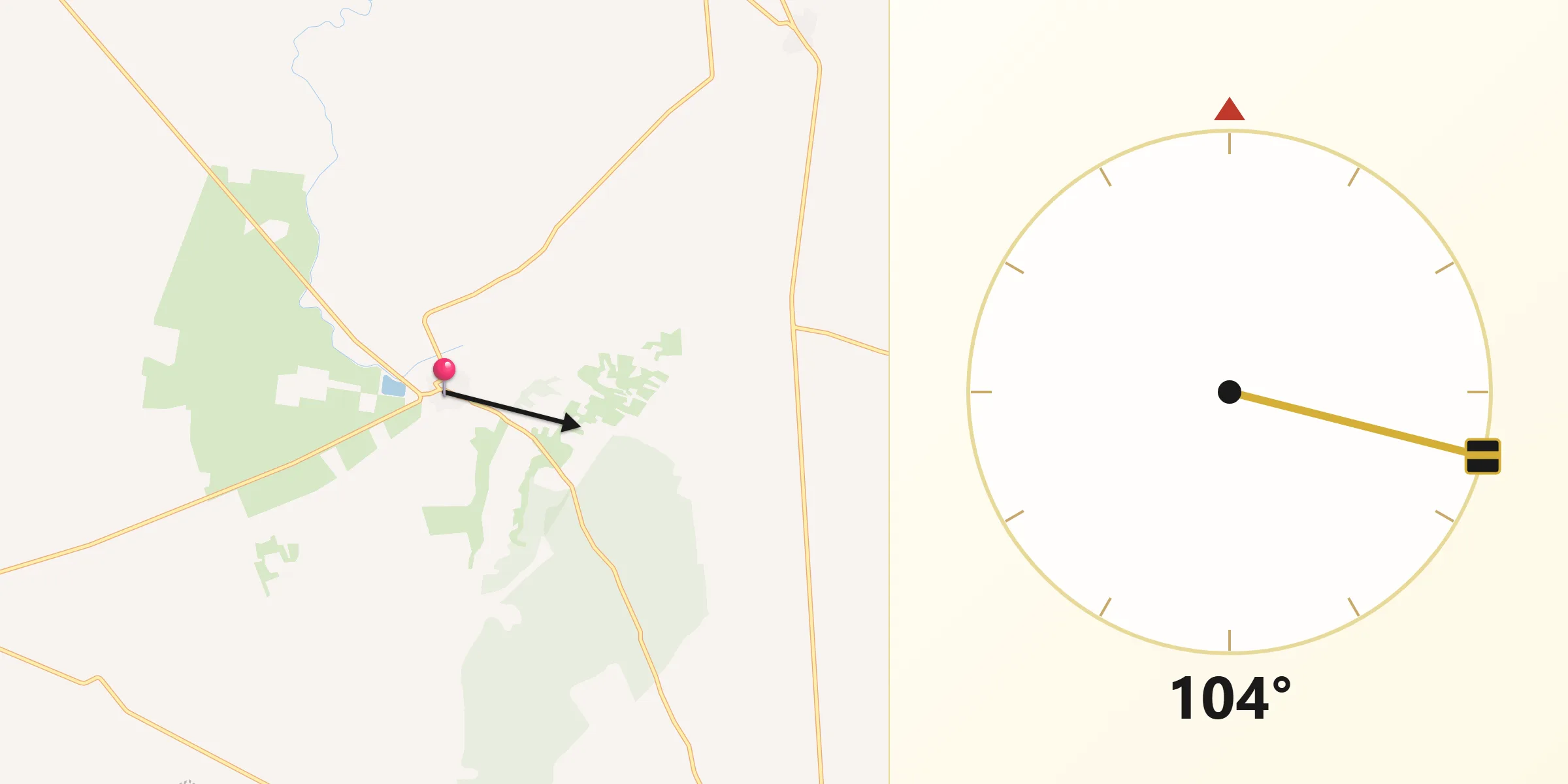 Dirección de la Qibla desde Campazas