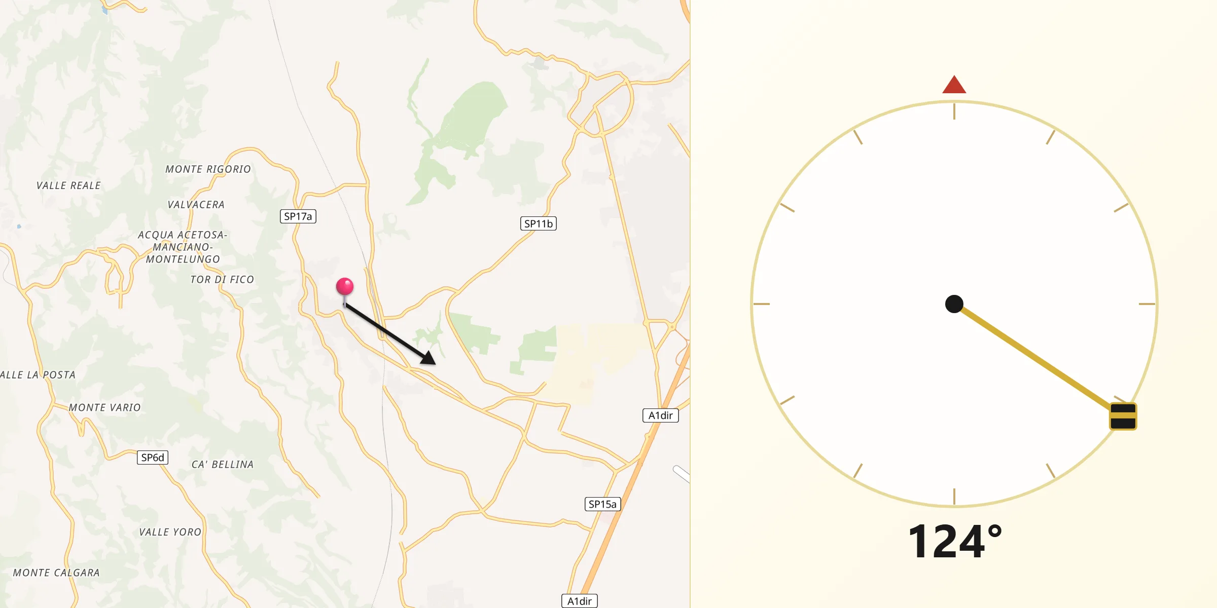 Direzione della Qibla da Capena