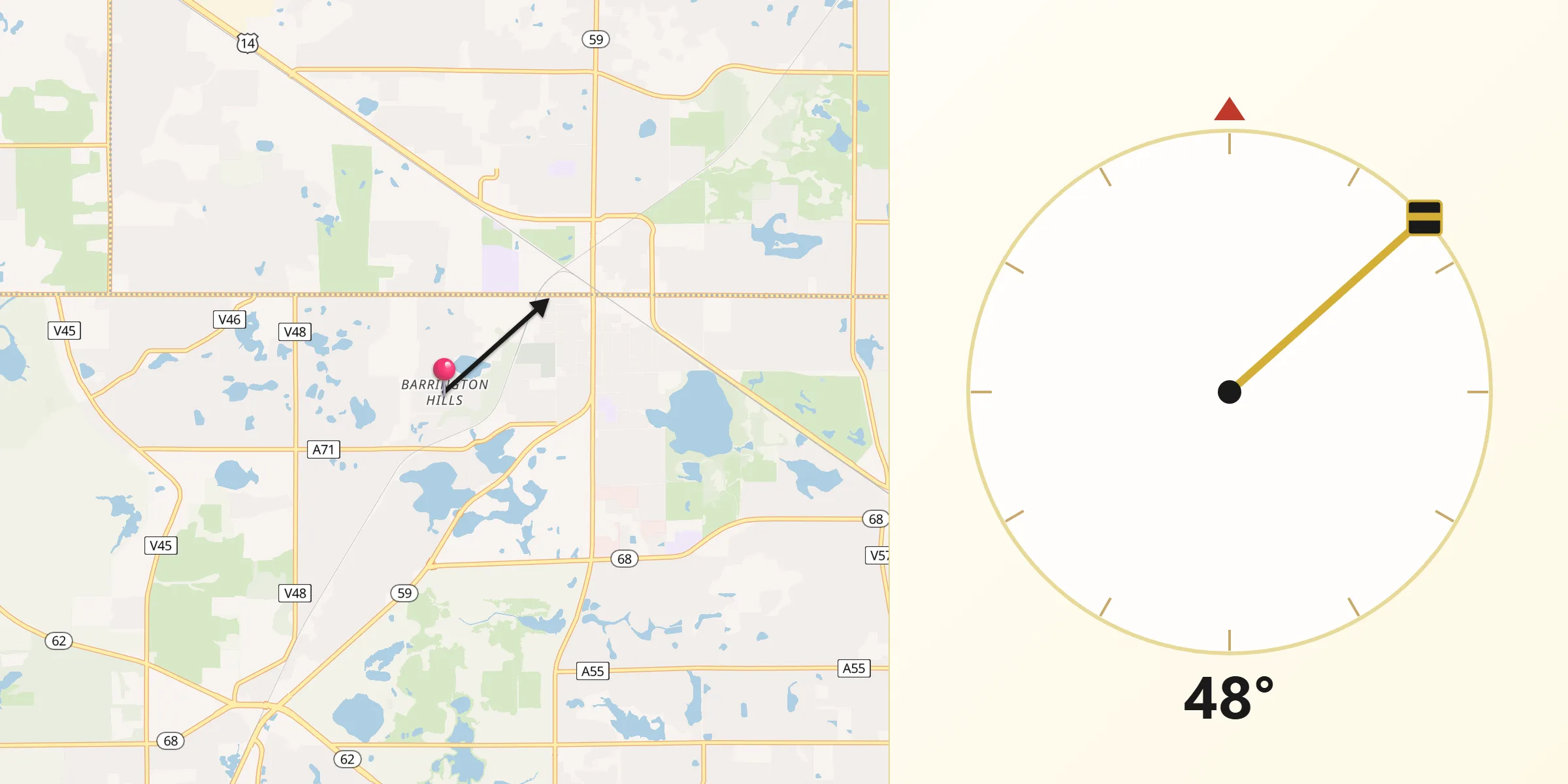 Qibla Direction from Barrington Hills