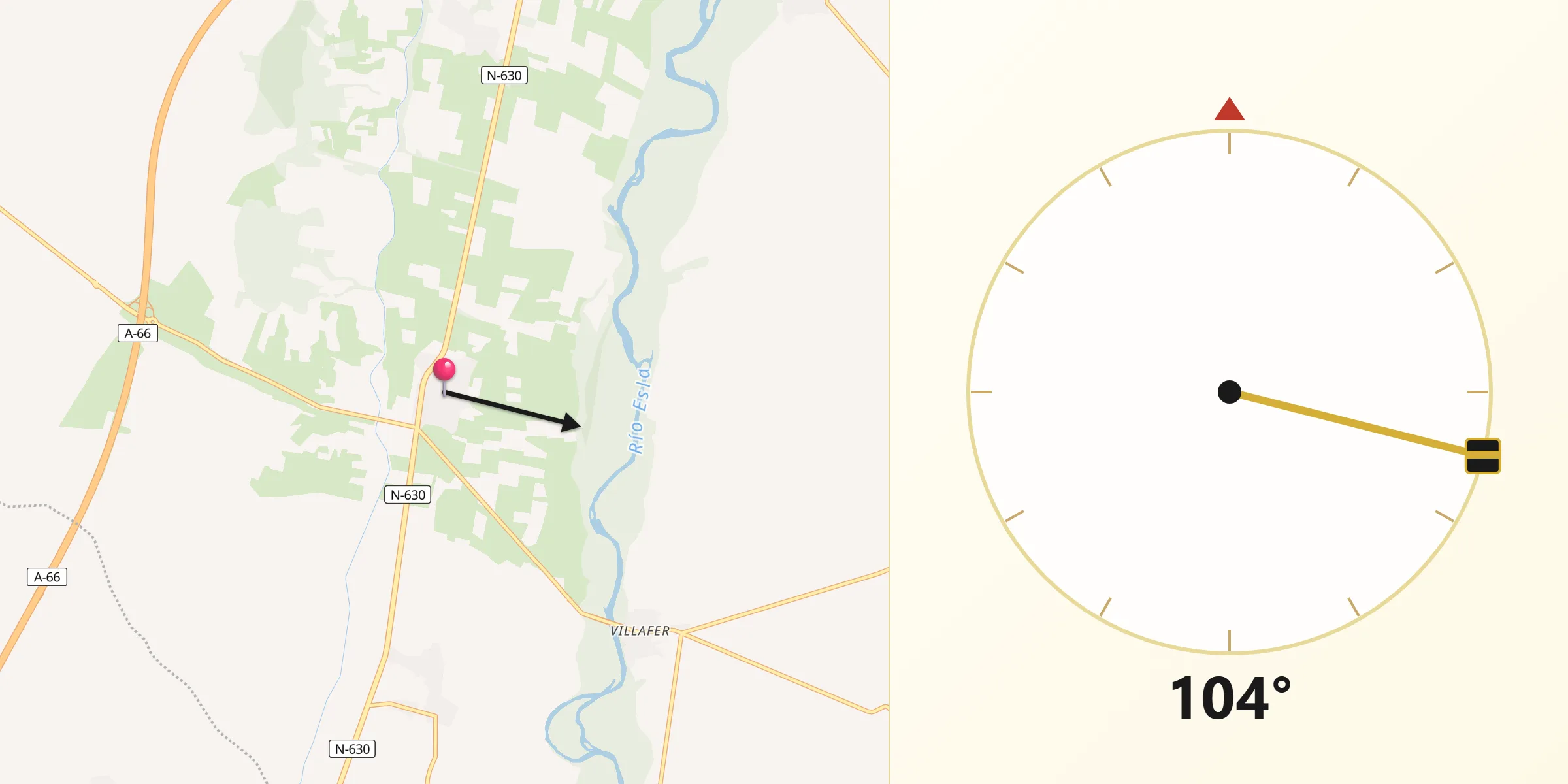 Dirección de la Qibla desde Villaquejida