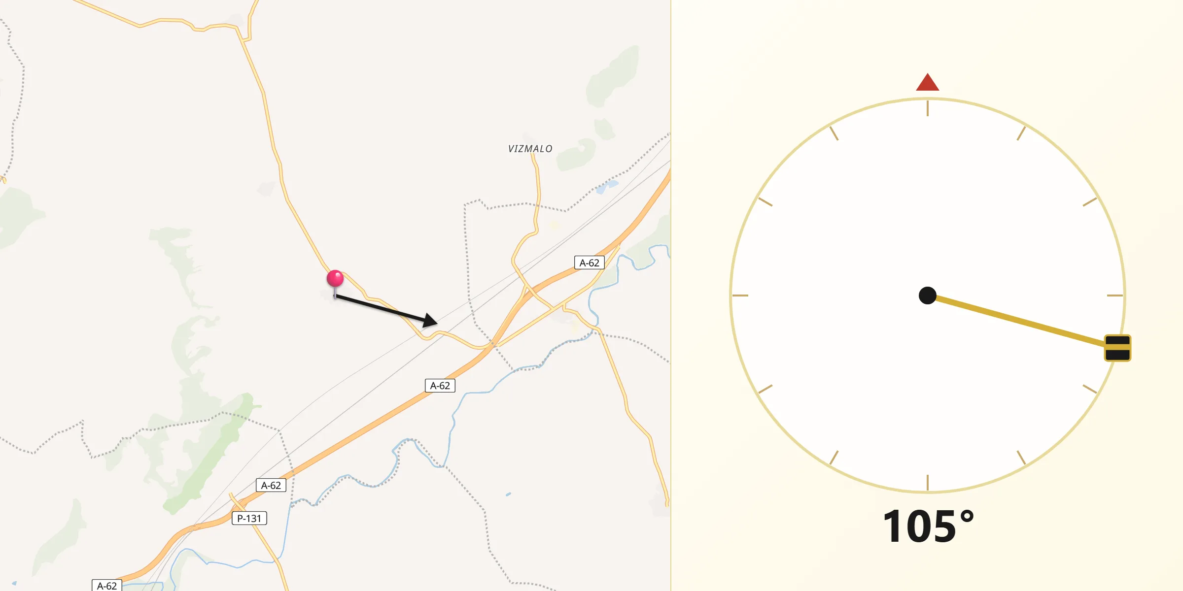 Dirección de la Qibla desde Revilla Vallejera