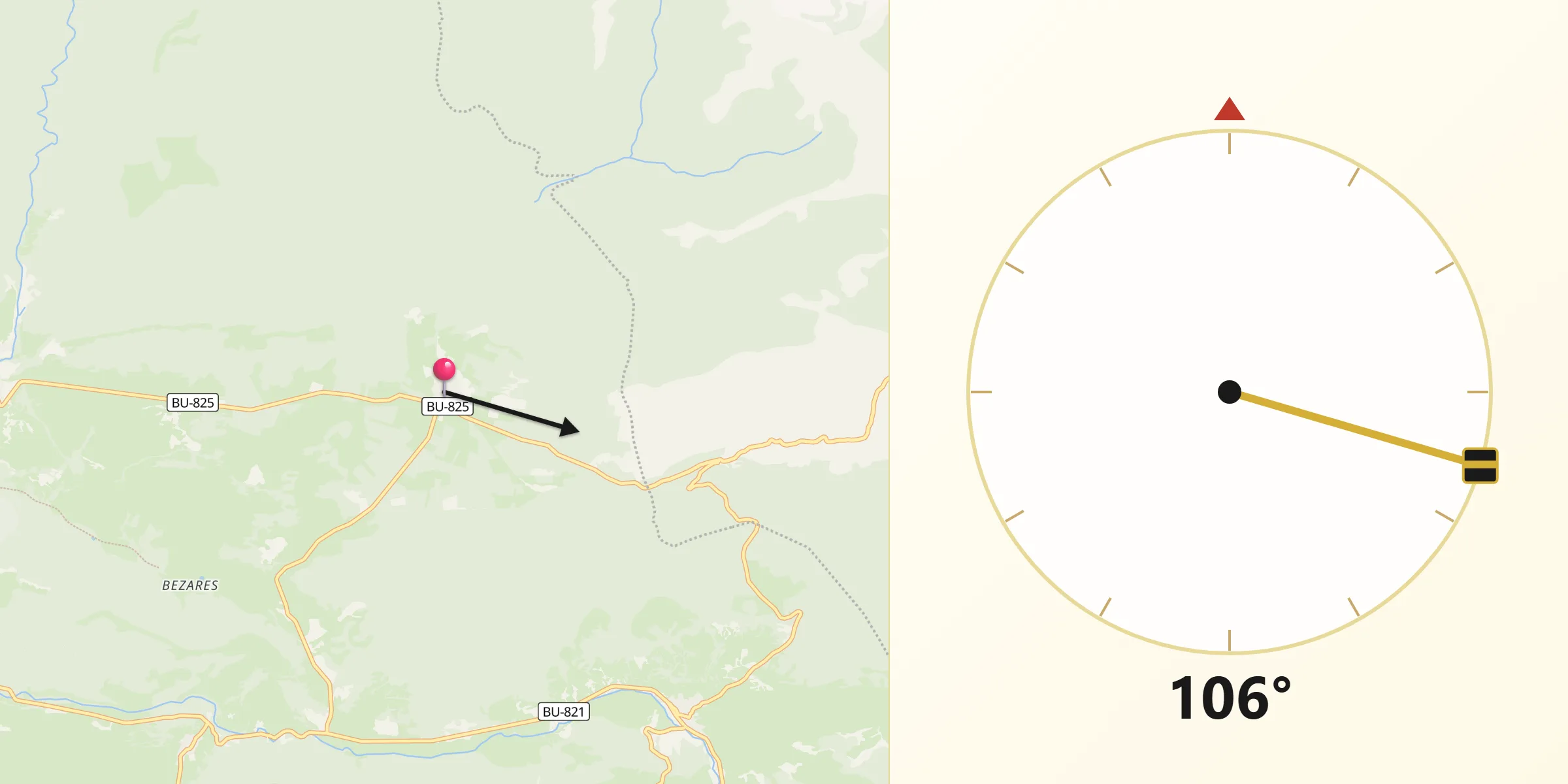 Dirección de la Qibla desde Monterrubio de la Demanda