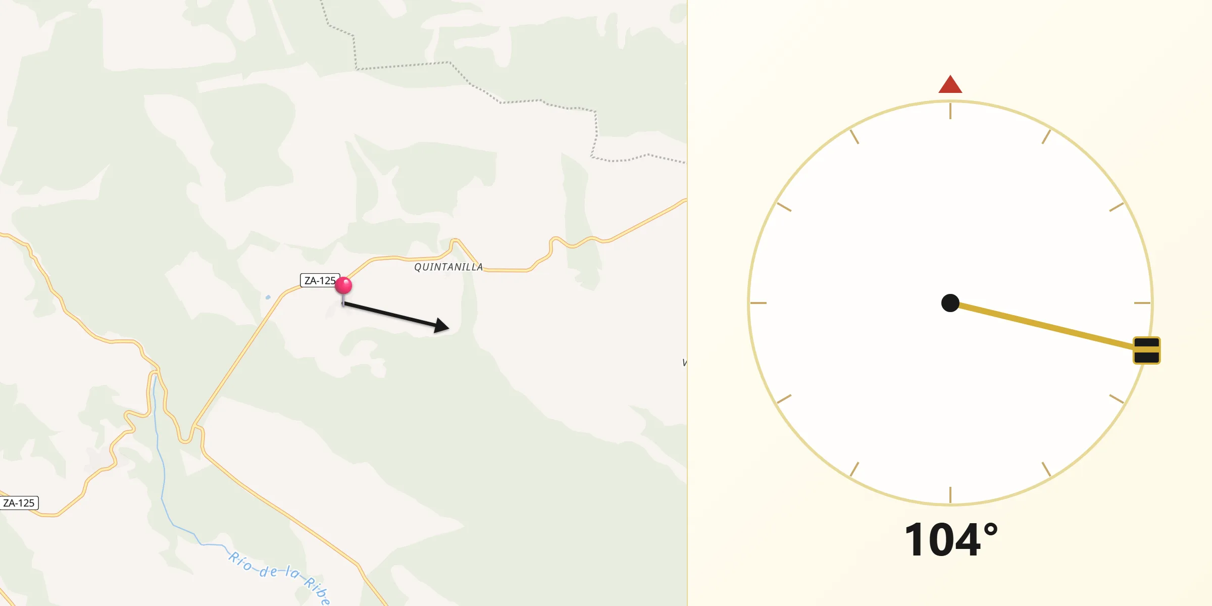 Dirección de la Qibla desde Justel