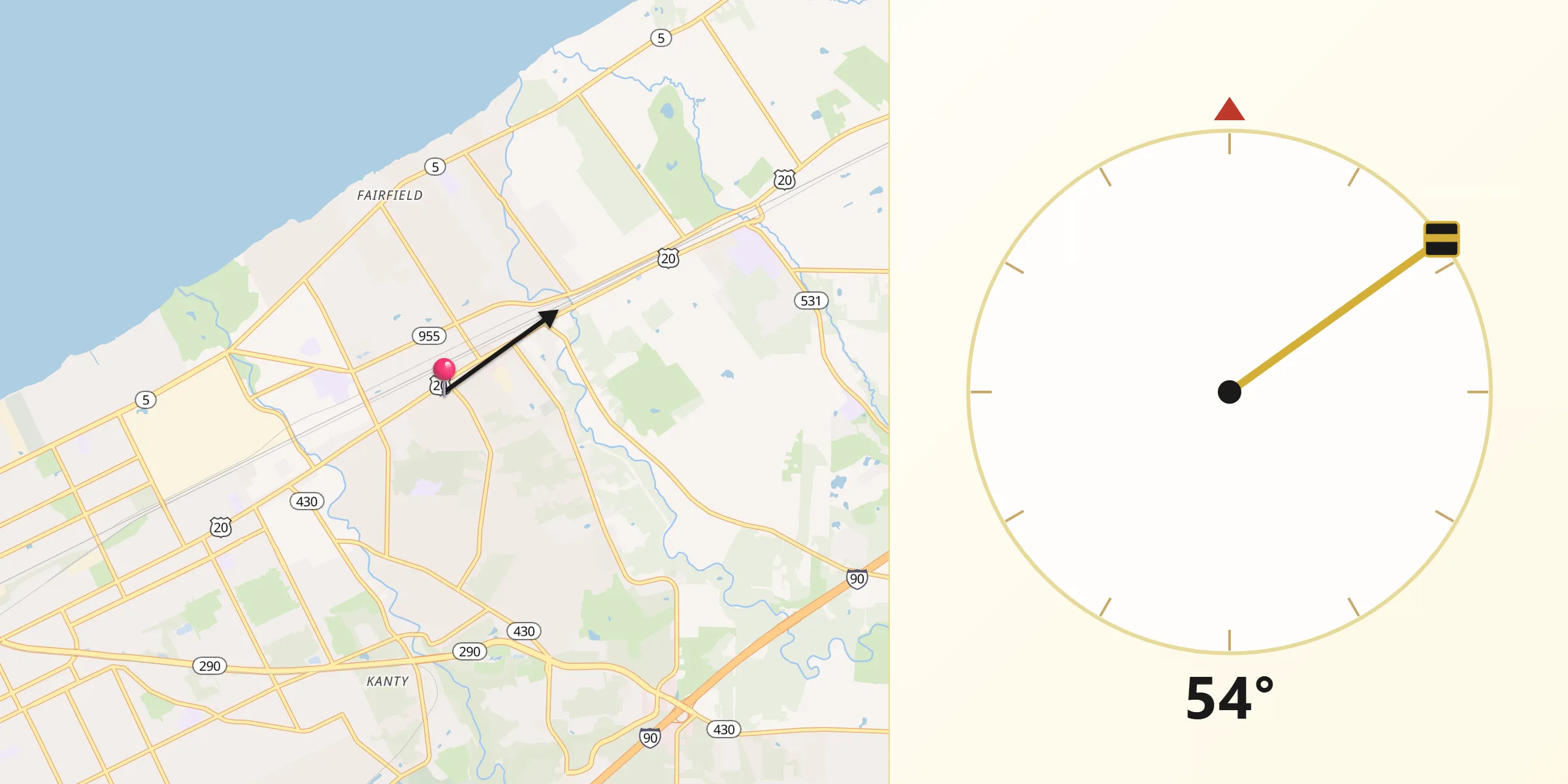 Qibla Direction from Northwest Harborcreek