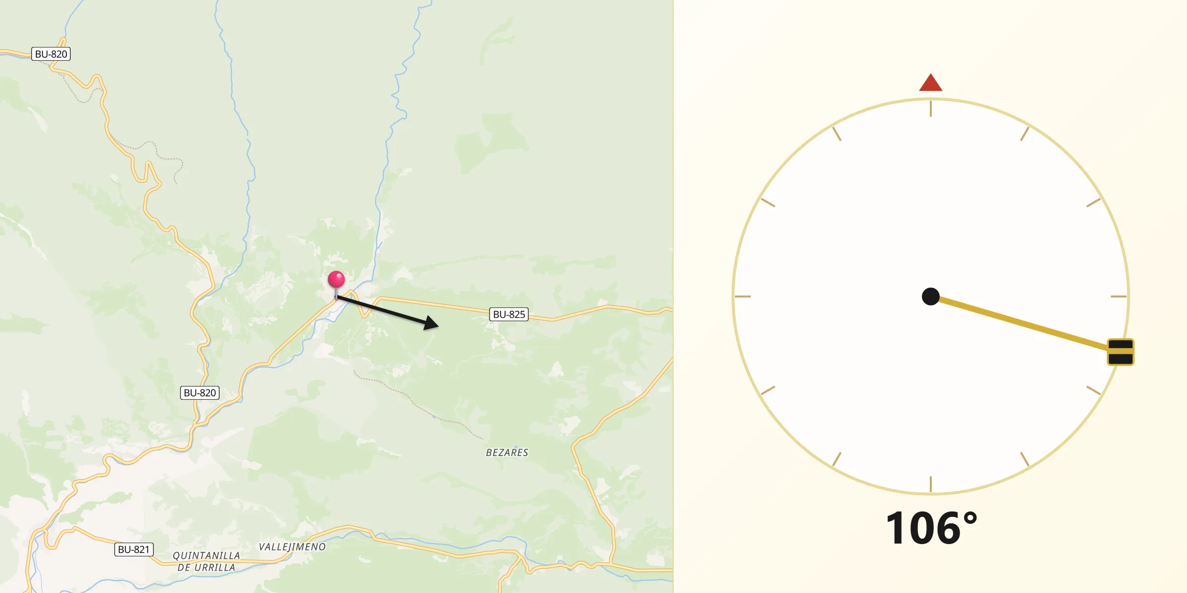 Dirección de la Qibla desde Barbadillo de Herreros