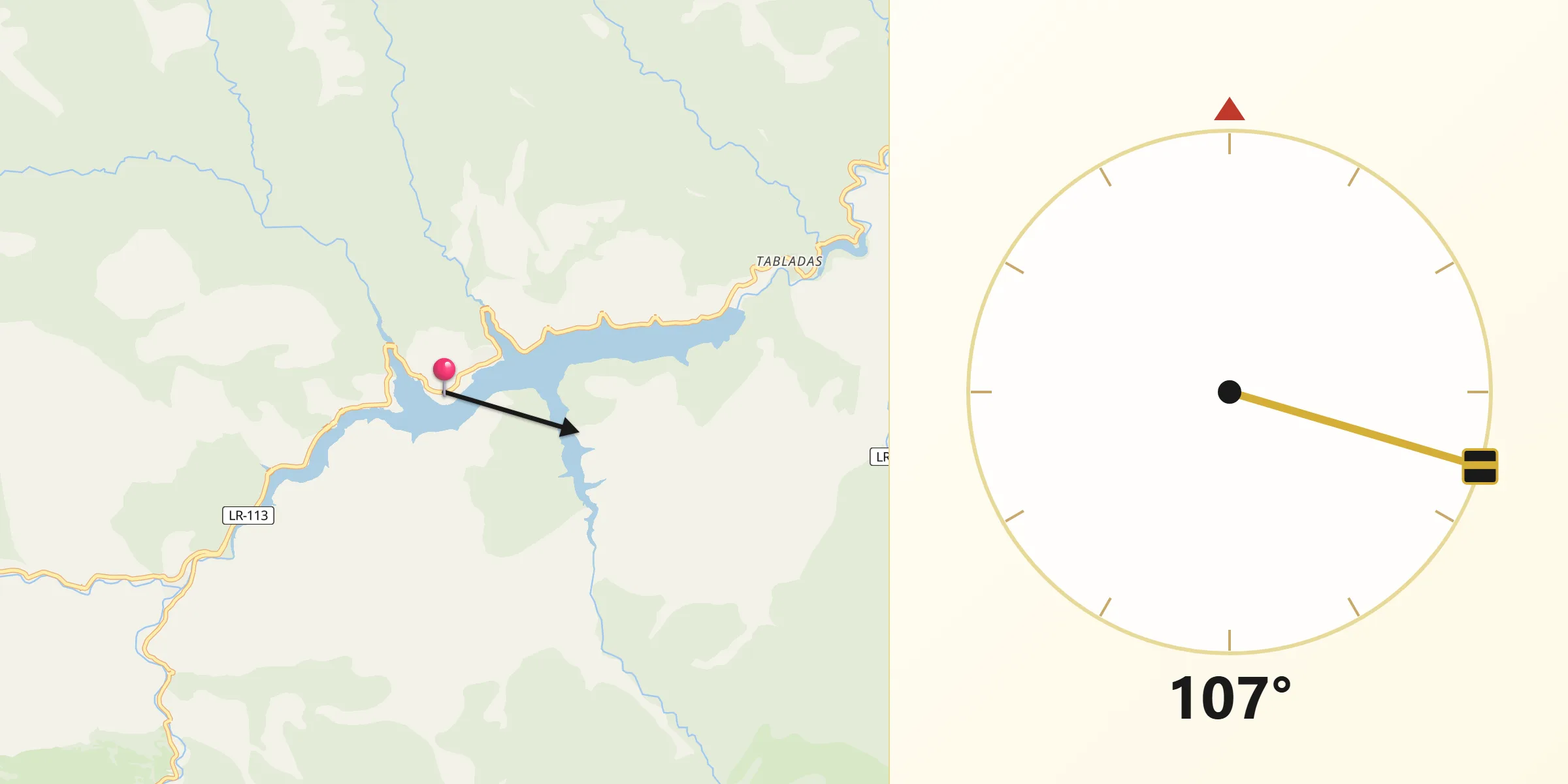 Dirección de la Qibla desde Mansilla de la Sierra