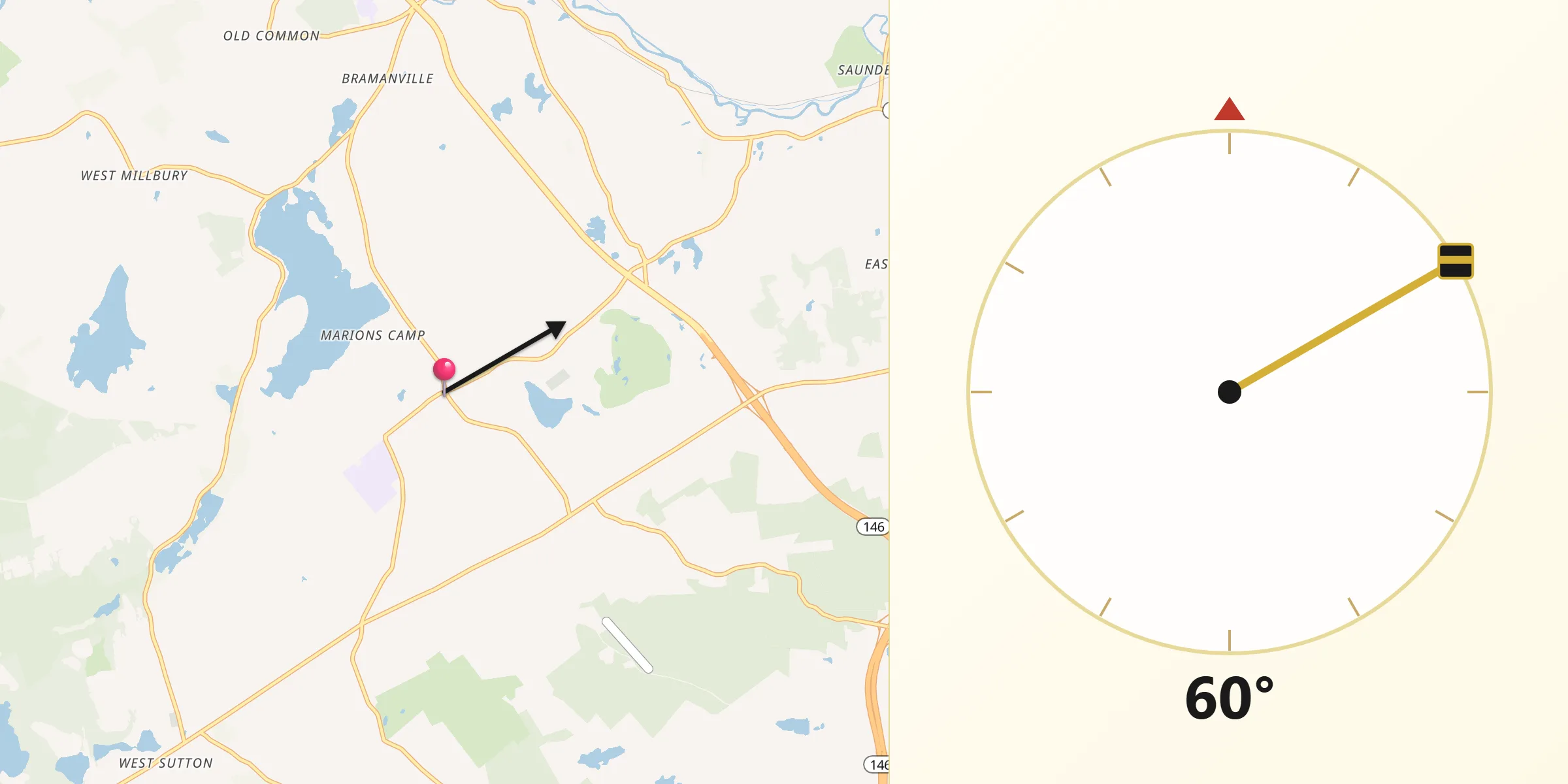Qibla Direction from Sutton