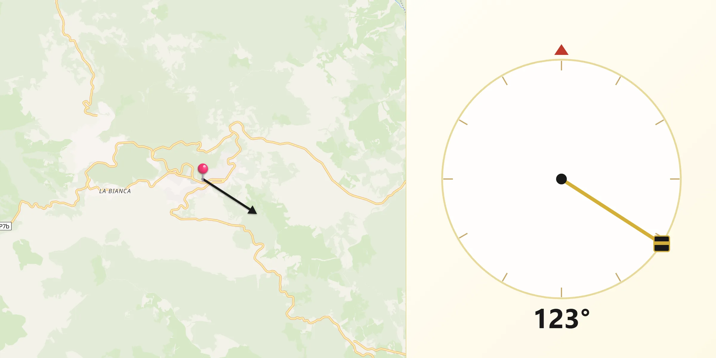 Direzione della Qibla da Tolfa