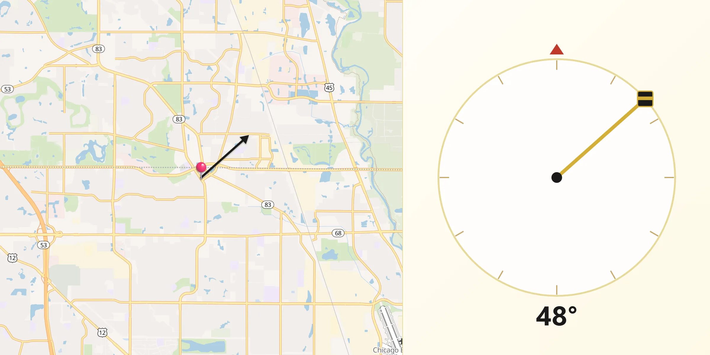 Qibla Direction from Buffalo Grove