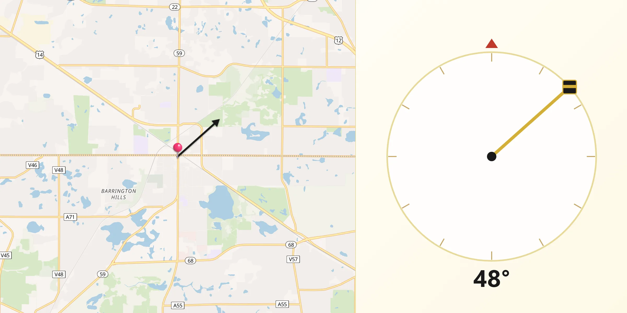 Qibla Direction from Barrington