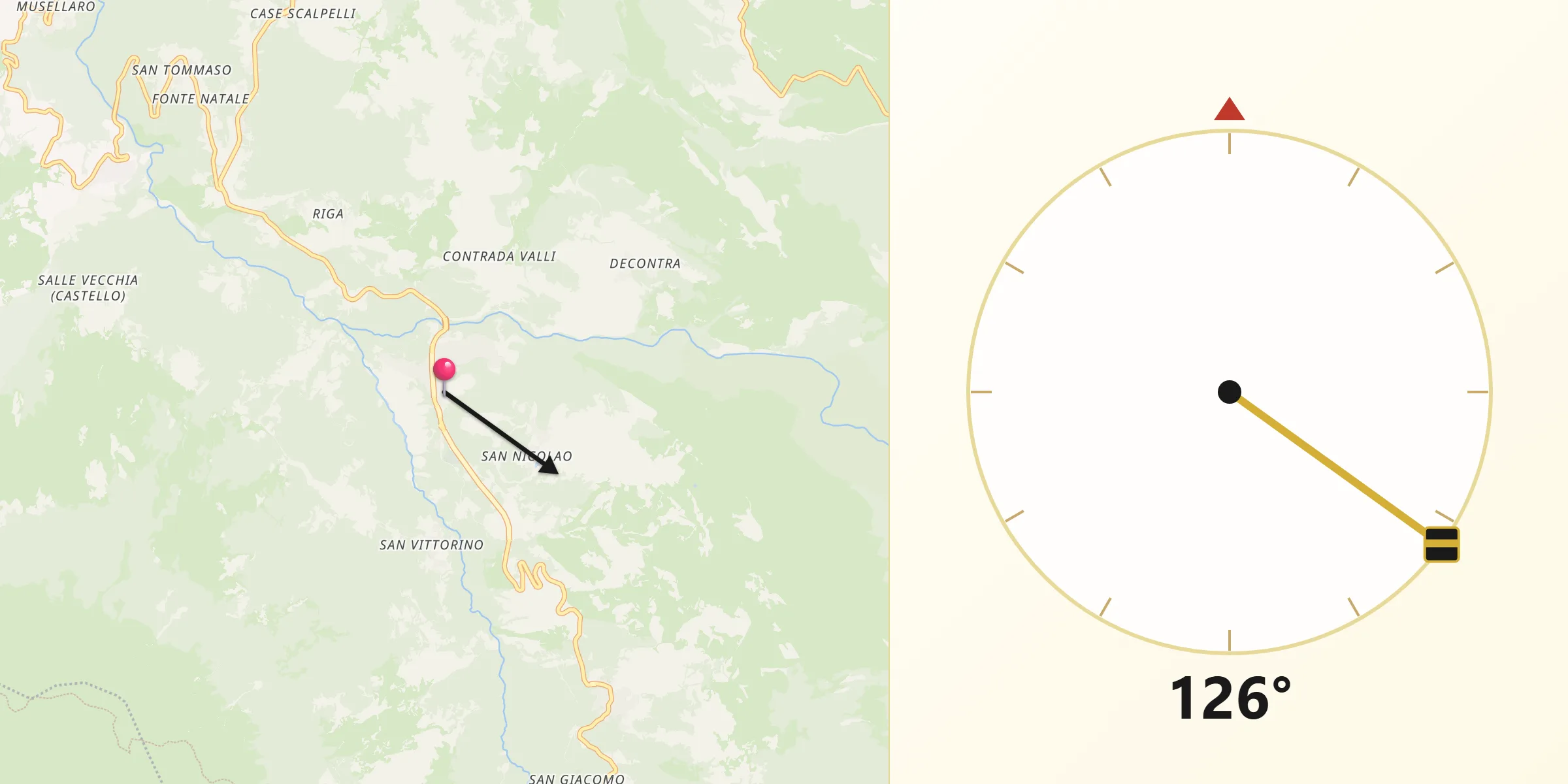 Direzione della Qibla da Caramanico Terme
