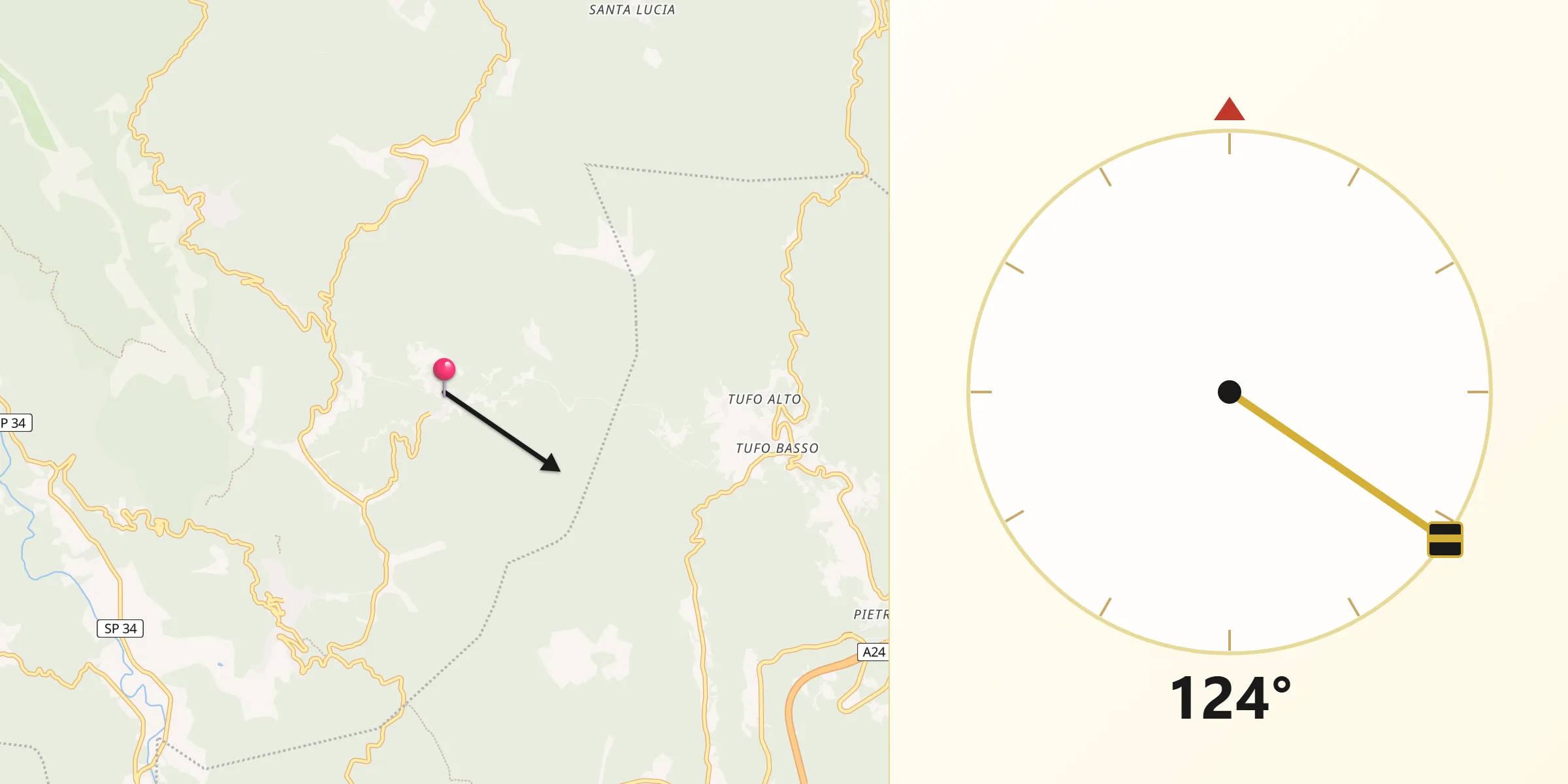 Direzione della Qibla da Nespolo