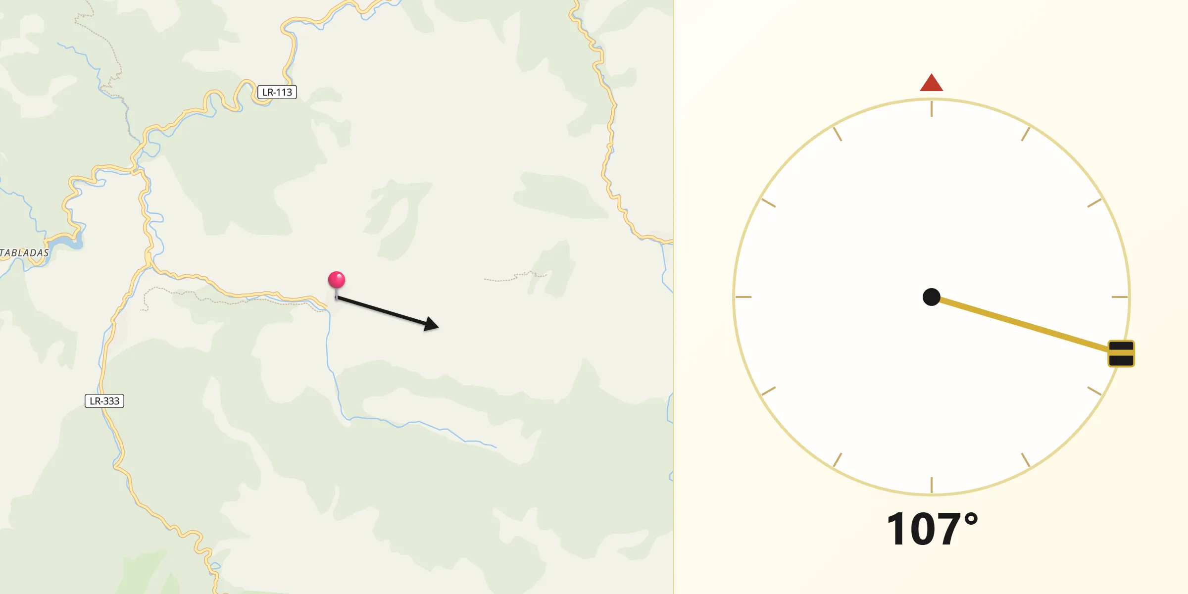 Dirección de la Qibla desde Ventrosa