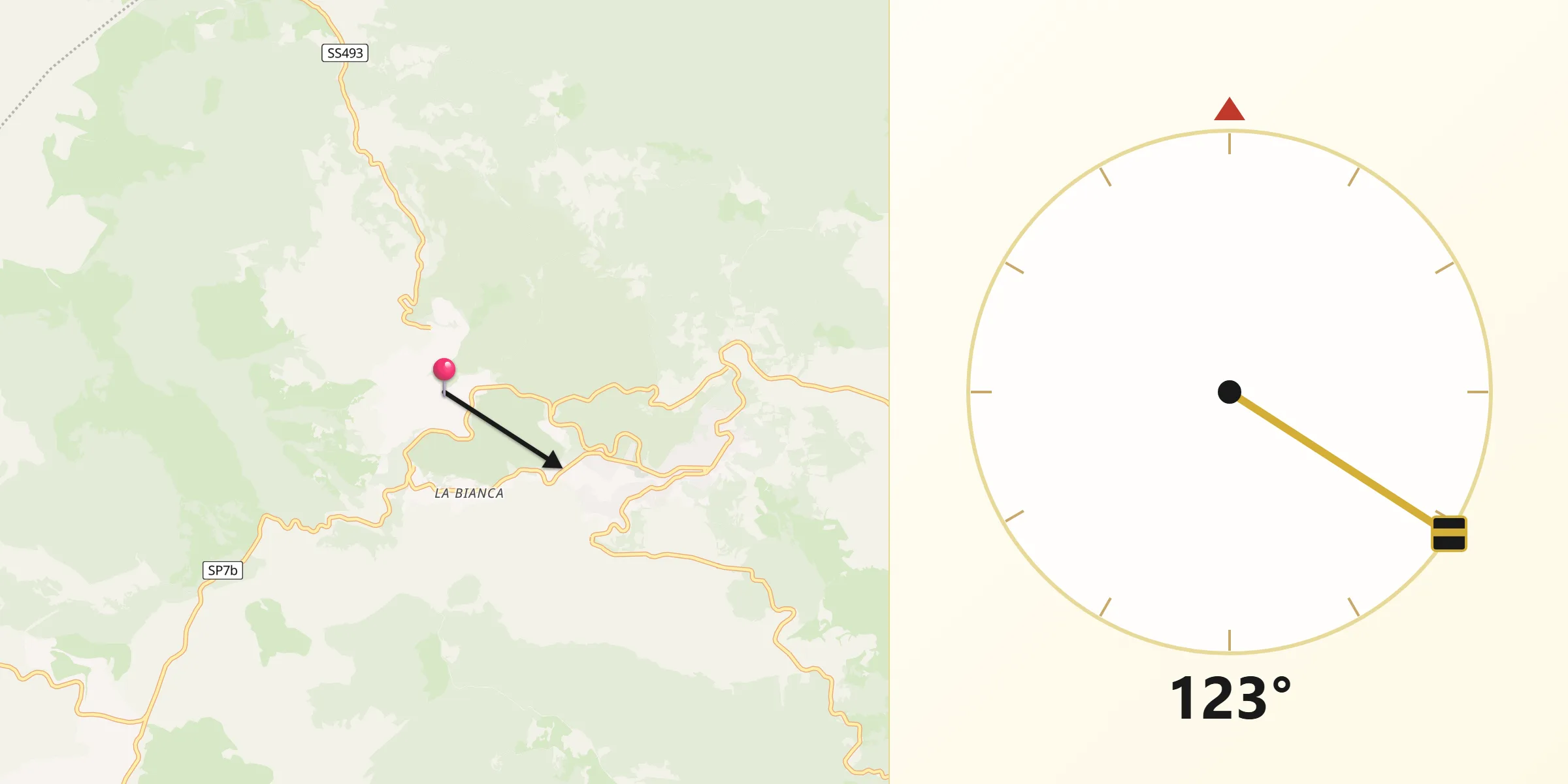 Direzione della Qibla da Allumiere