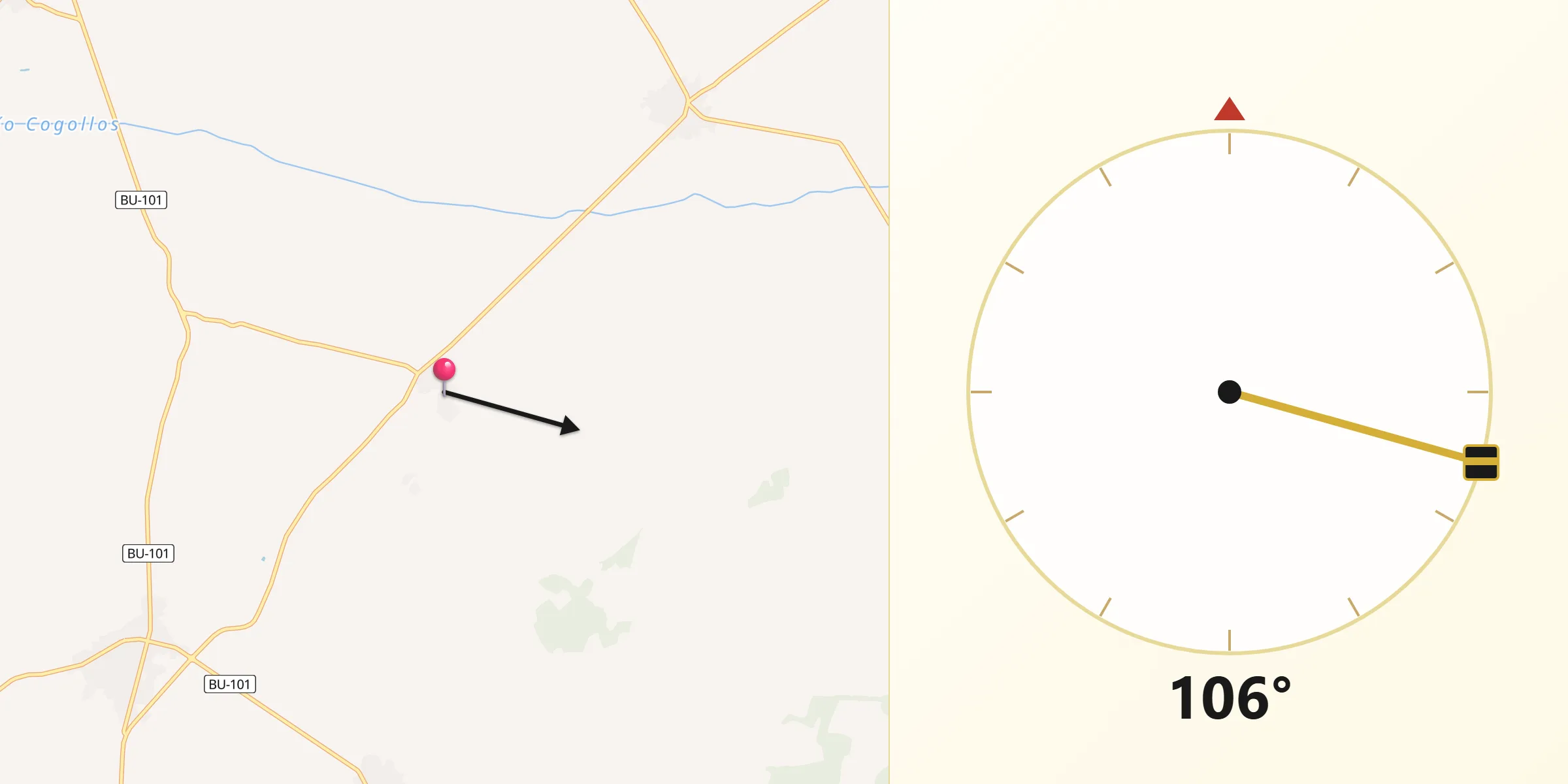 Dirección de la Qibla desde Ciadoncha