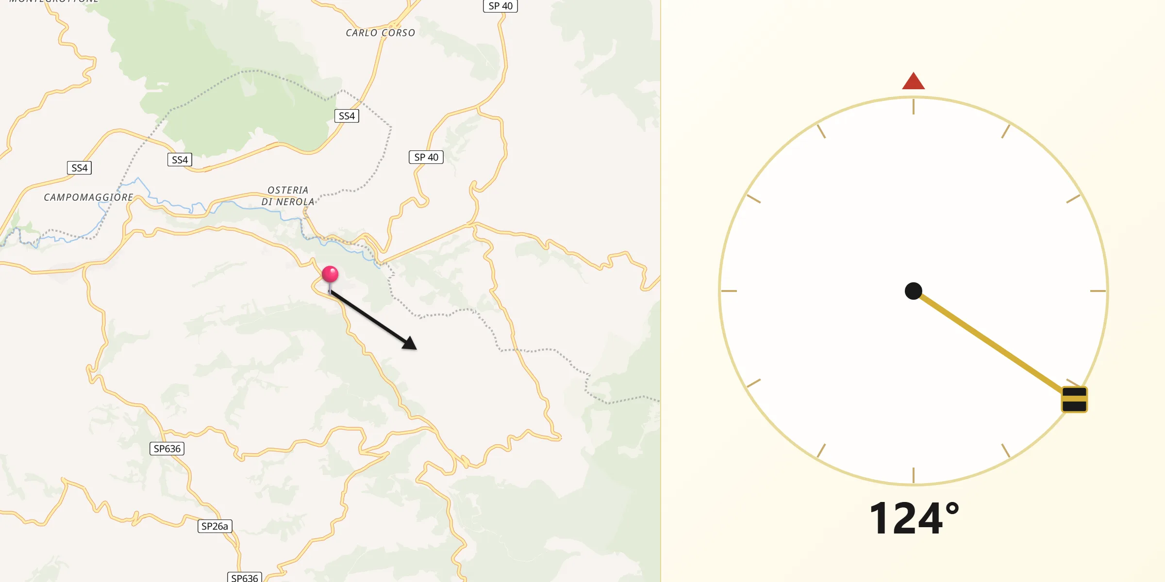 Direzione della Qibla da Nerola