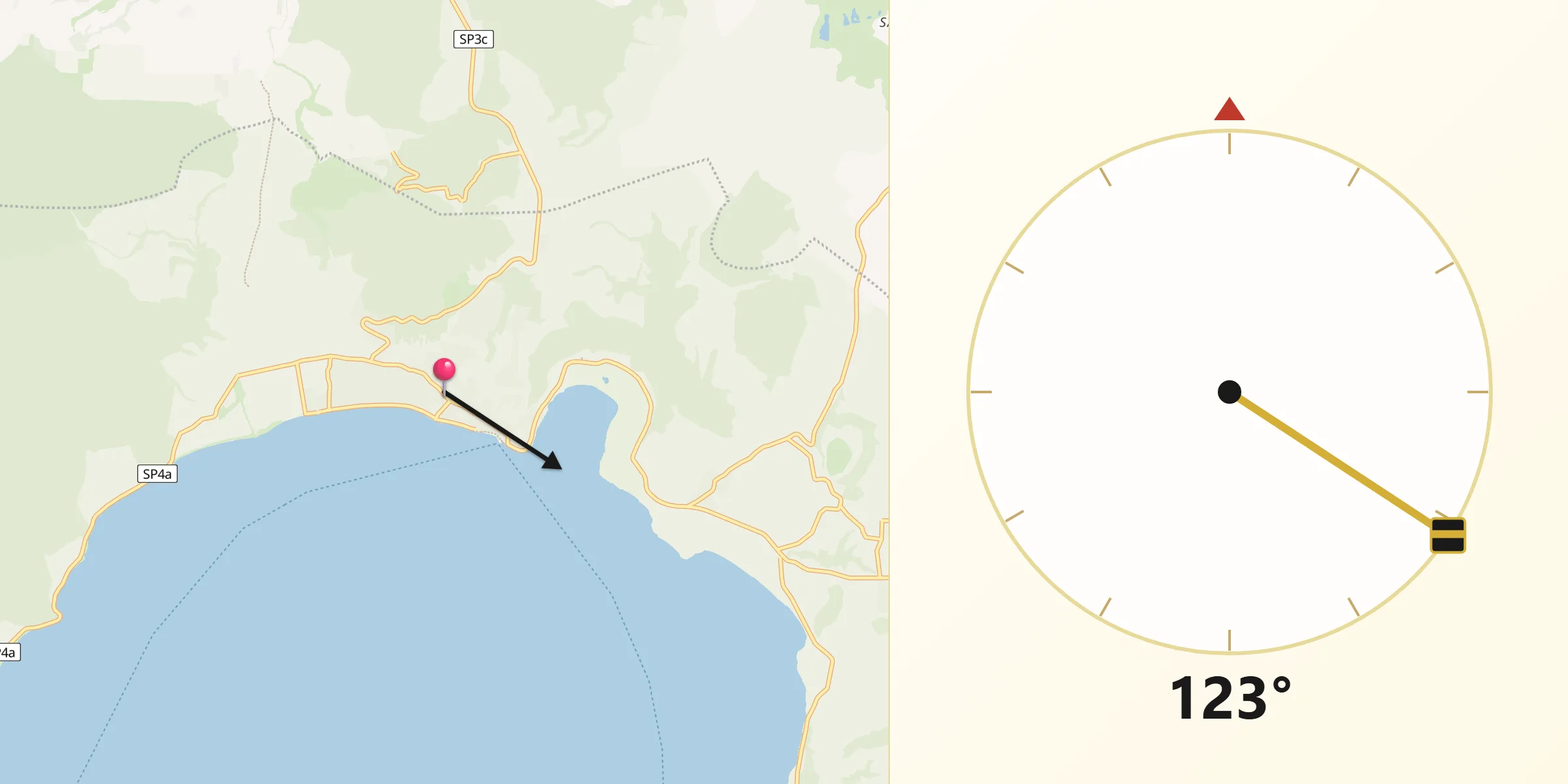 Direzione della Qibla da Trevignano Romano