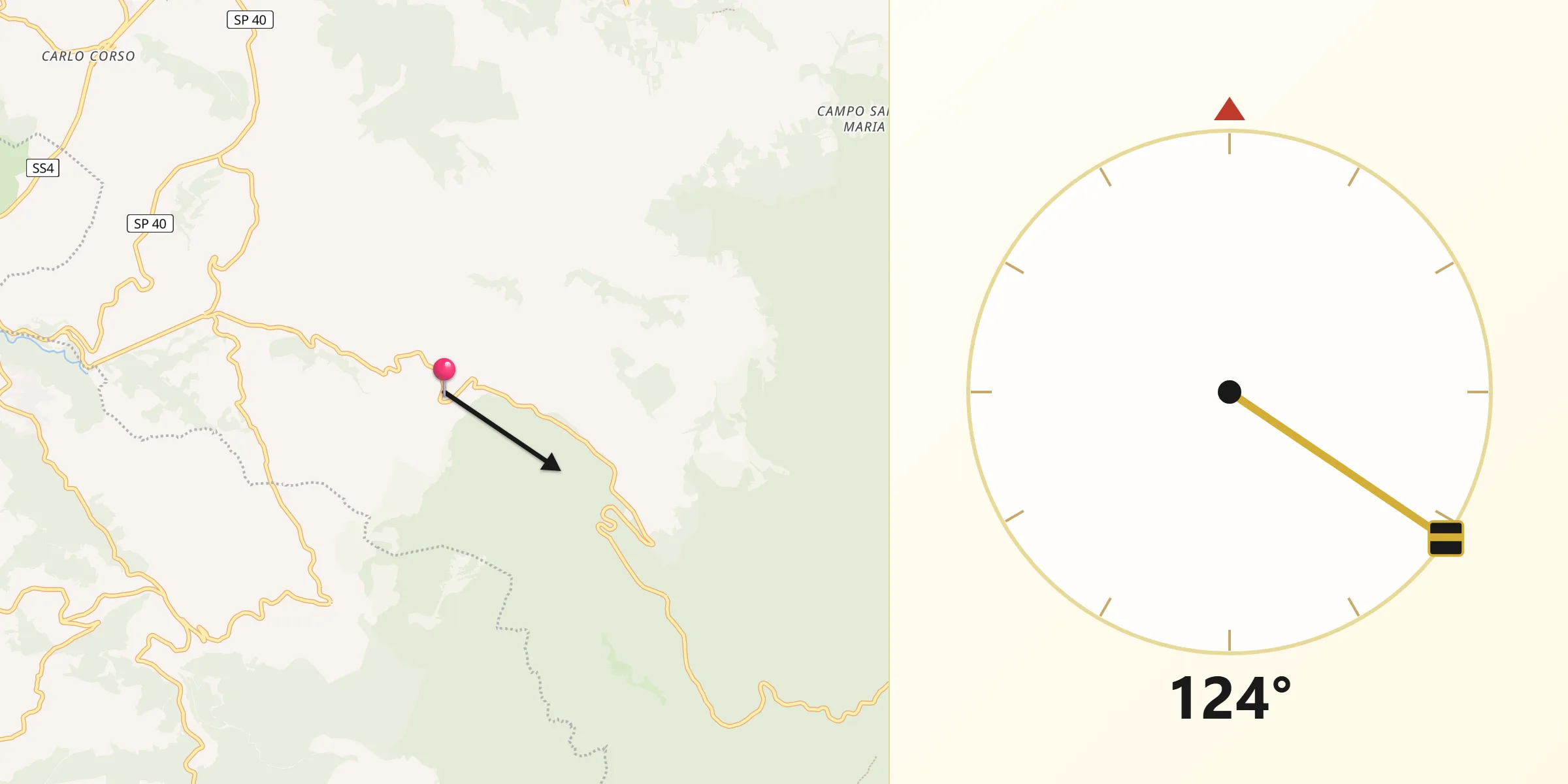 Direzione della Qibla da Scandriglia