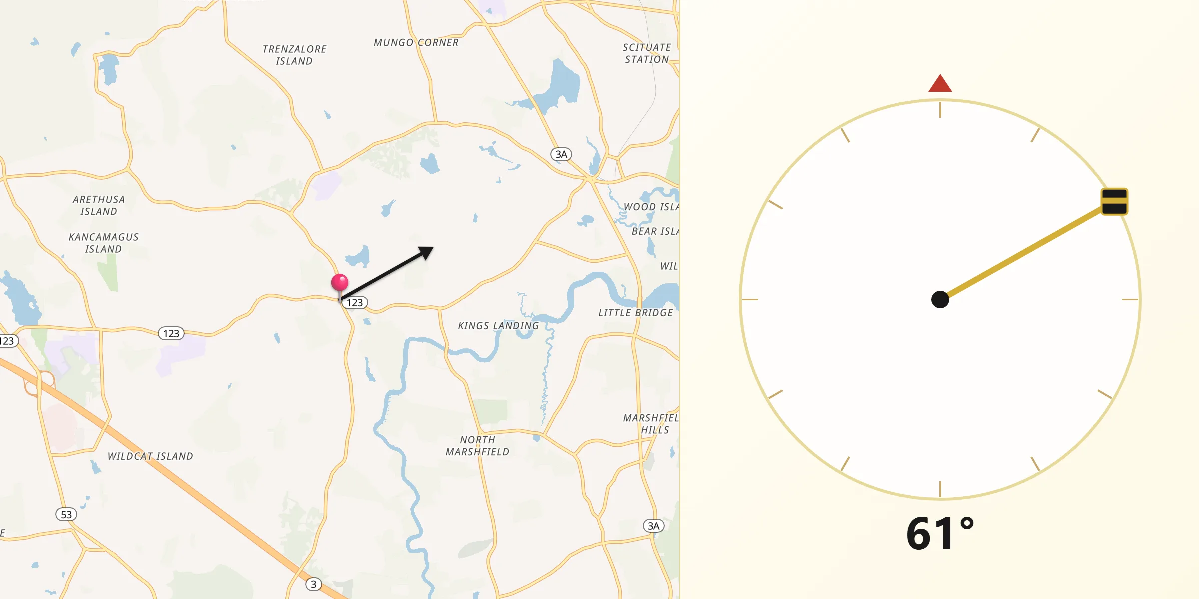 Qibla Direction from Norwell