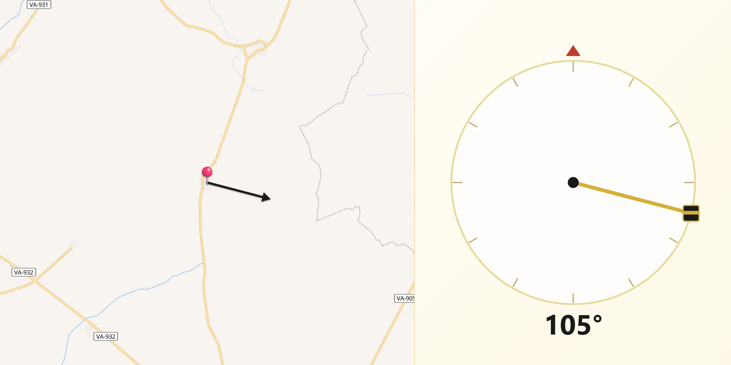 Dirección de la Qibla desde Fontihoyuelo