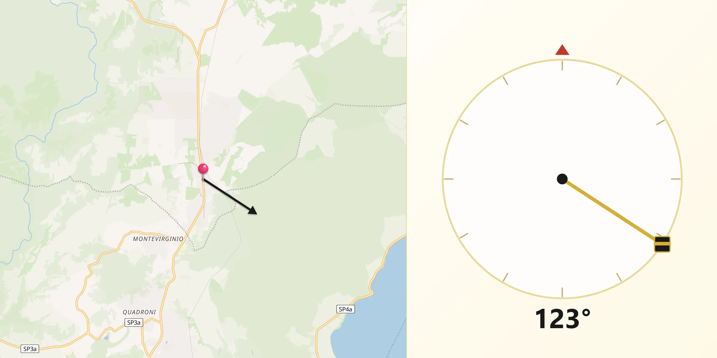 Direzione della Qibla da Oriolo Romano