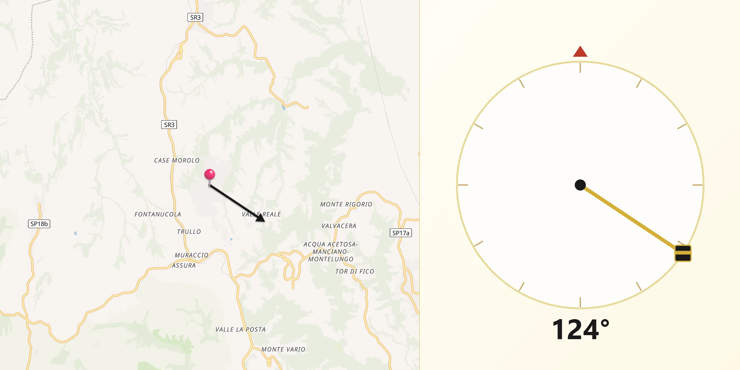 Direzione della Qibla da Montelarco