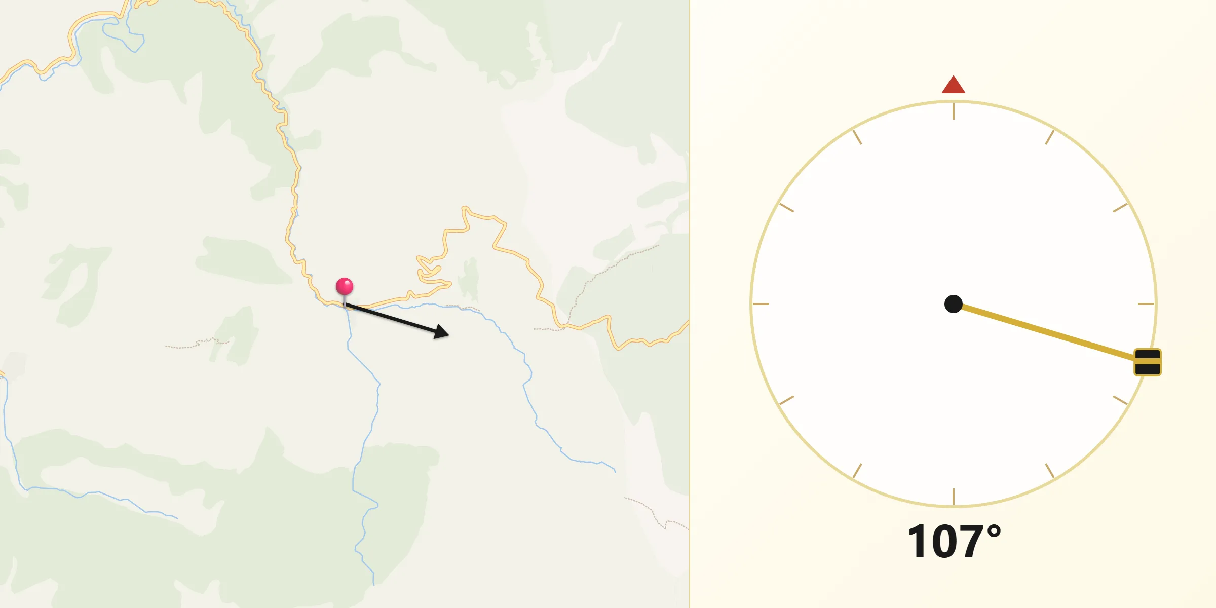 Dirección de la Qibla desde Brieva de Cameros