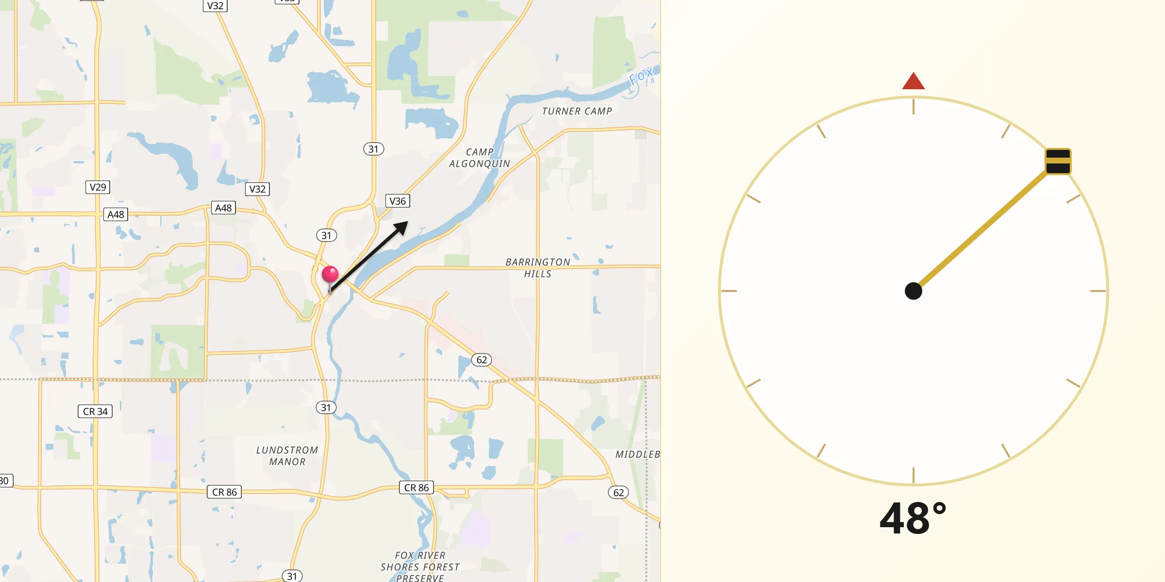 Qibla Direction from Algonquin